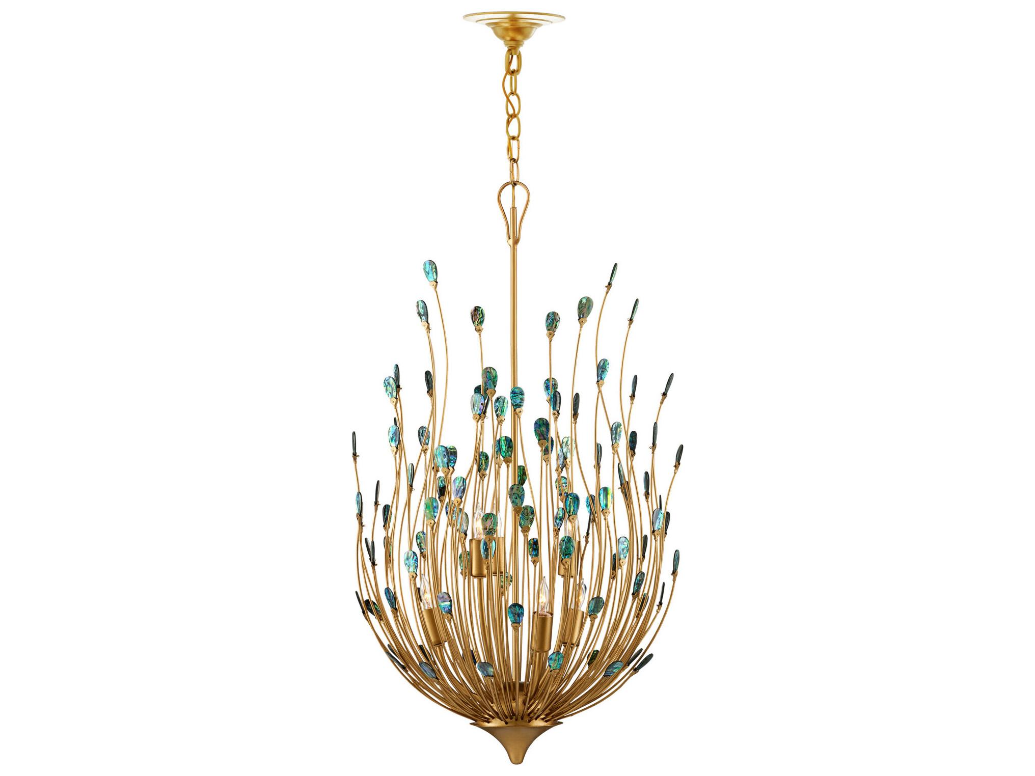 Currey & Company Delphos 6-Light Contemporary Gold Natural Chandelier