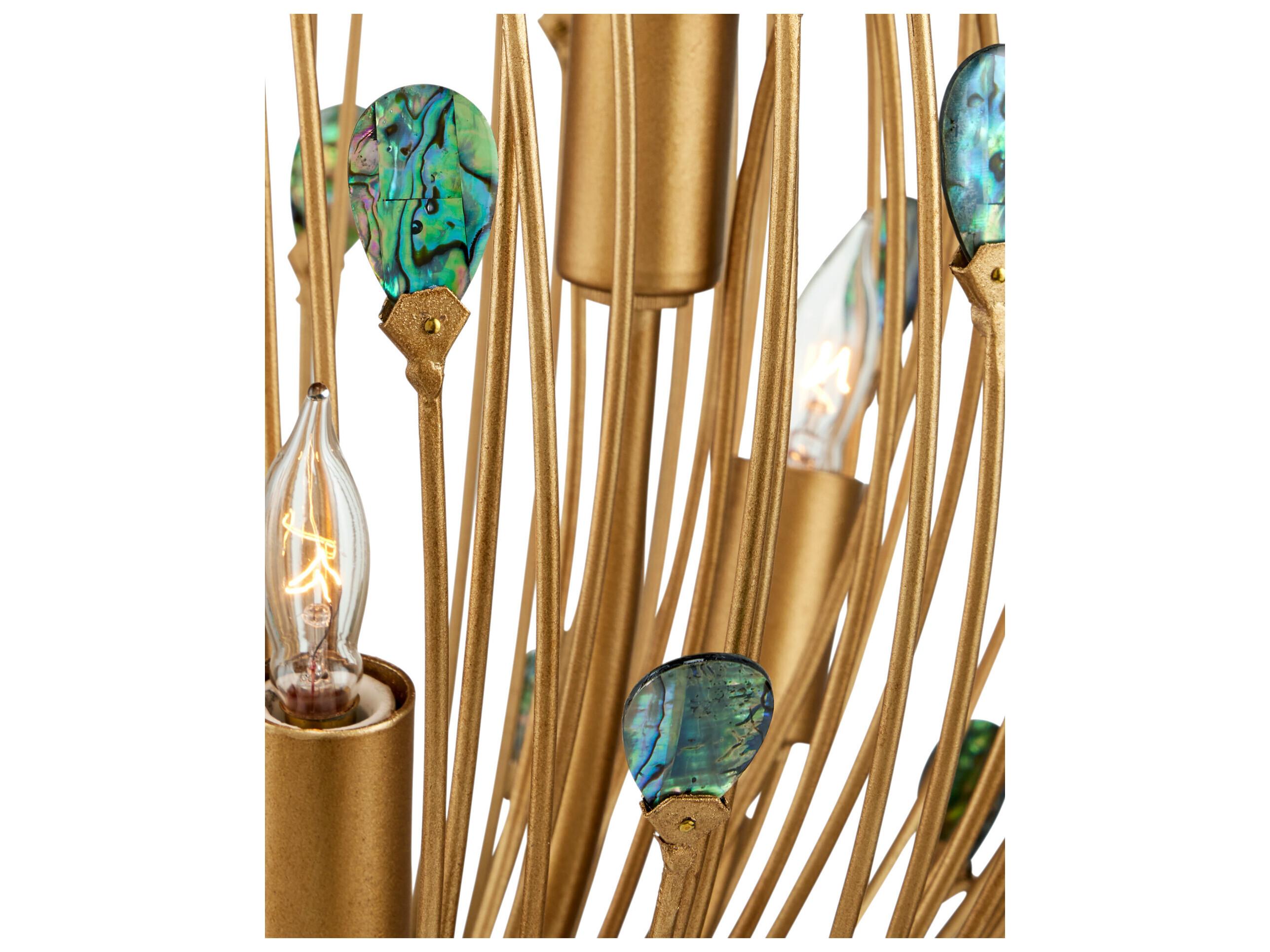 Currey & Company Delphos 6-Light Contemporary Gold Natural Chandelier