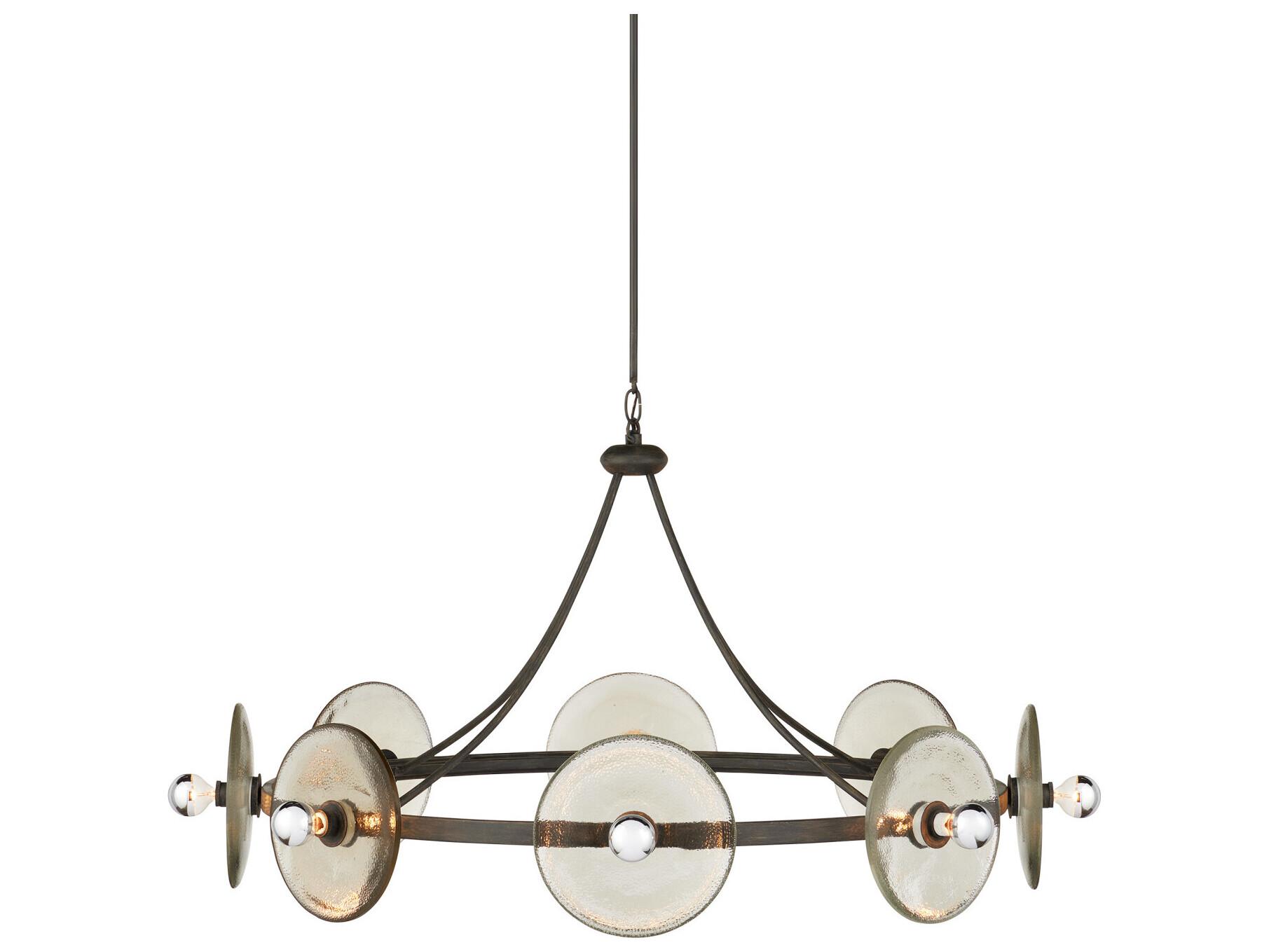Currey & Company Circumstellar 8-Light Black Iron Clear Chandelier