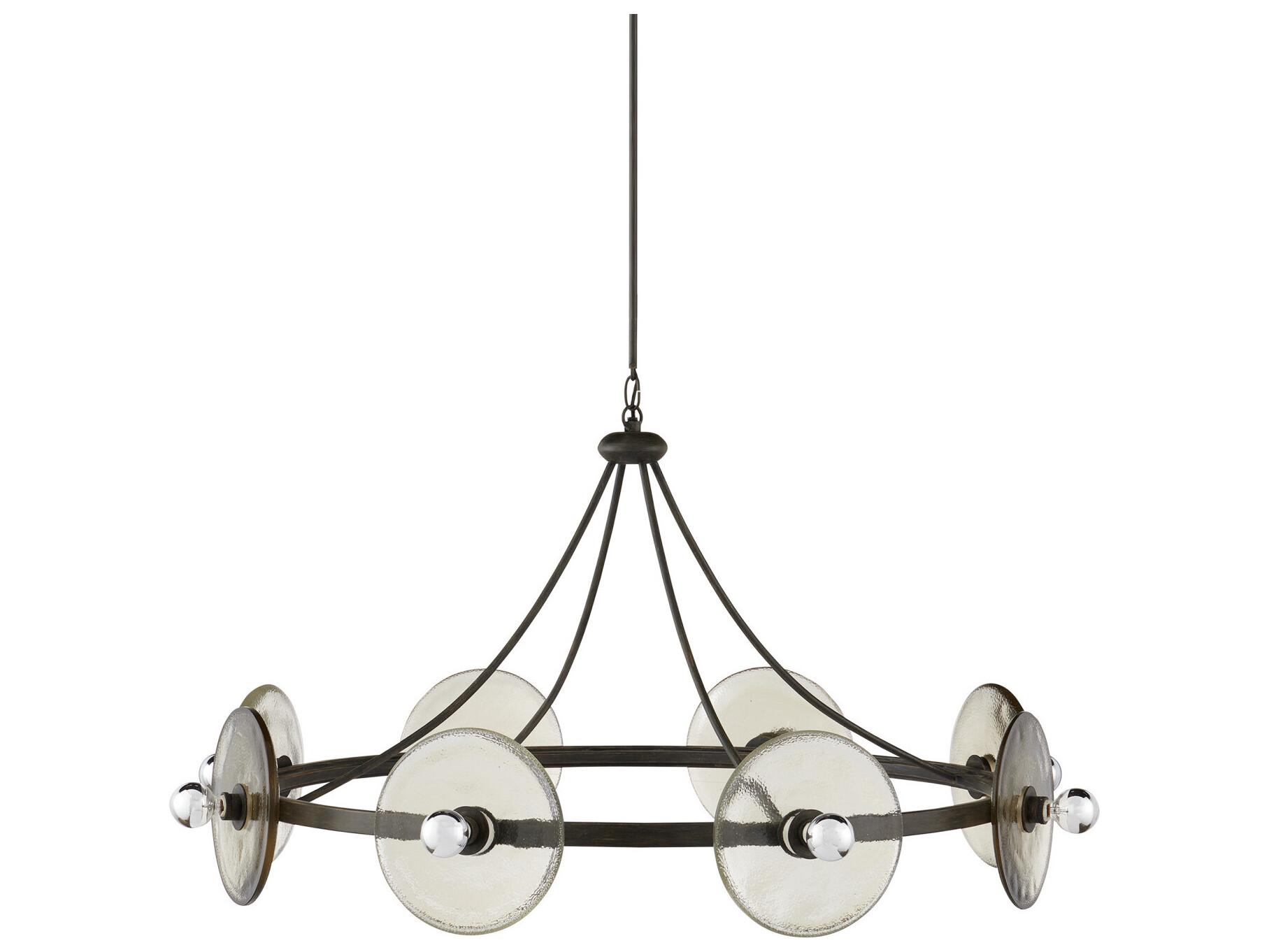 Currey & Company Circumstellar 8-Light Black Iron Clear Chandelier