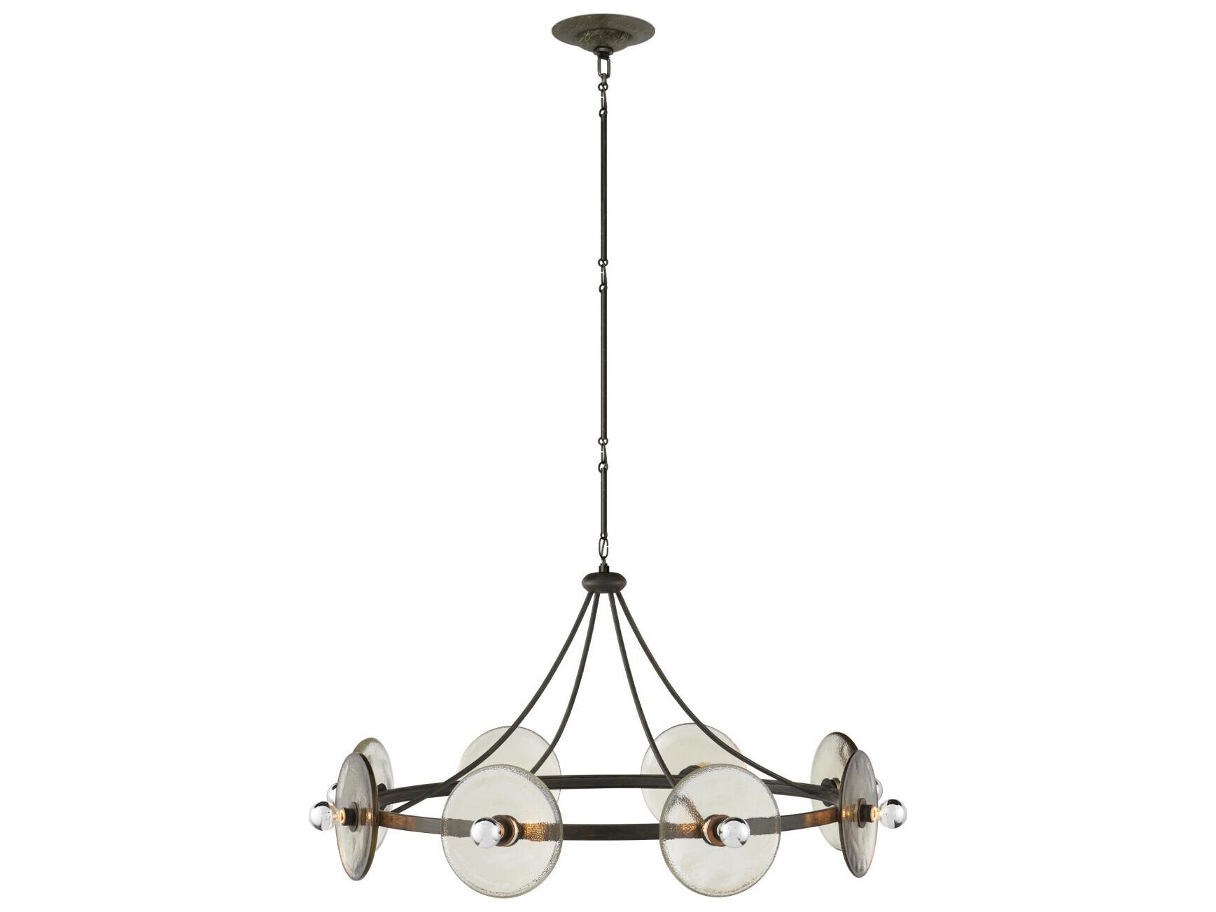 Currey & Company Circumstellar 8-Light Black Iron Clear Chandelier