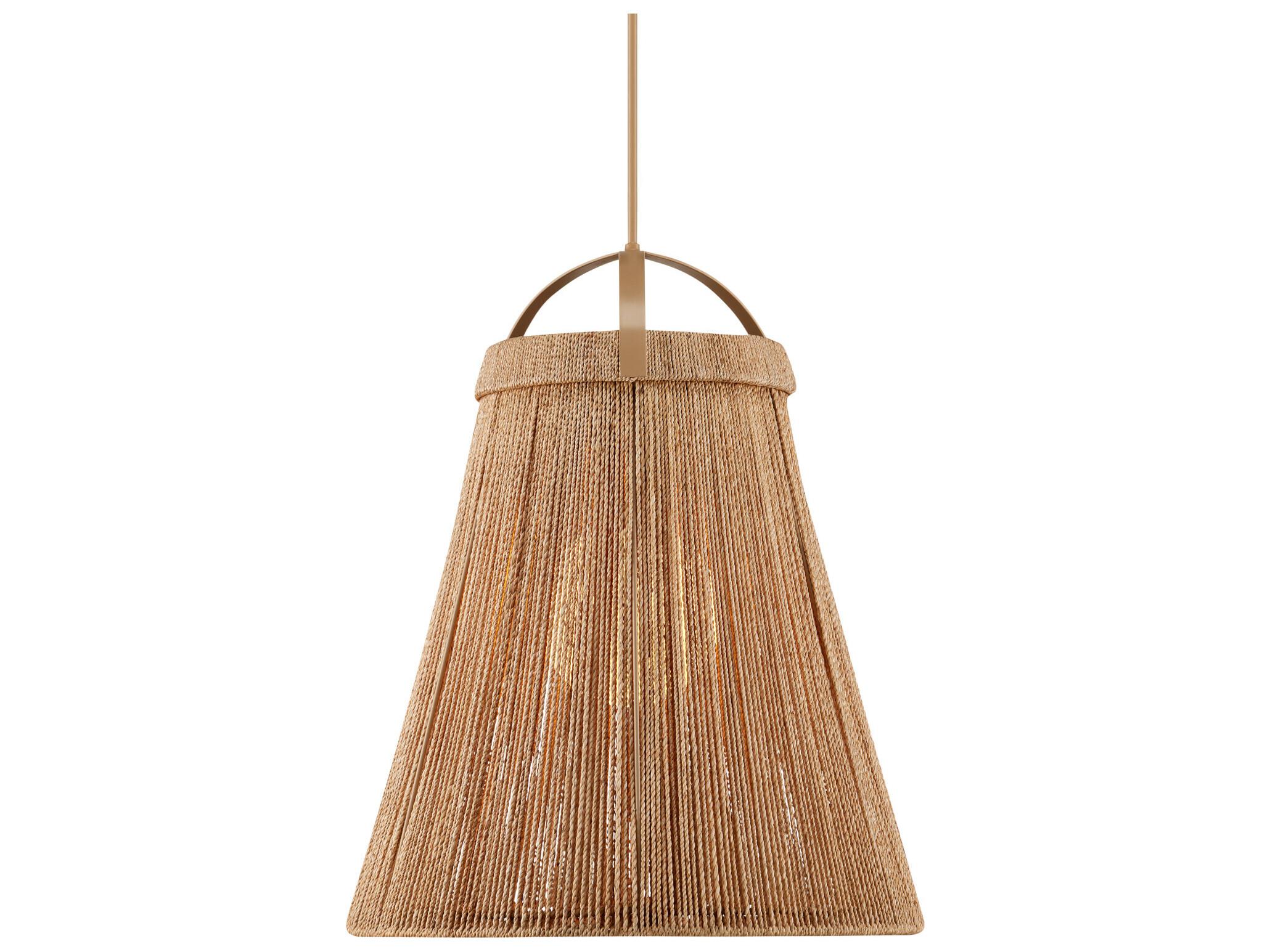 Currey & Company Parnell 1-Light Natural Beige Frosted White Brown Pendant