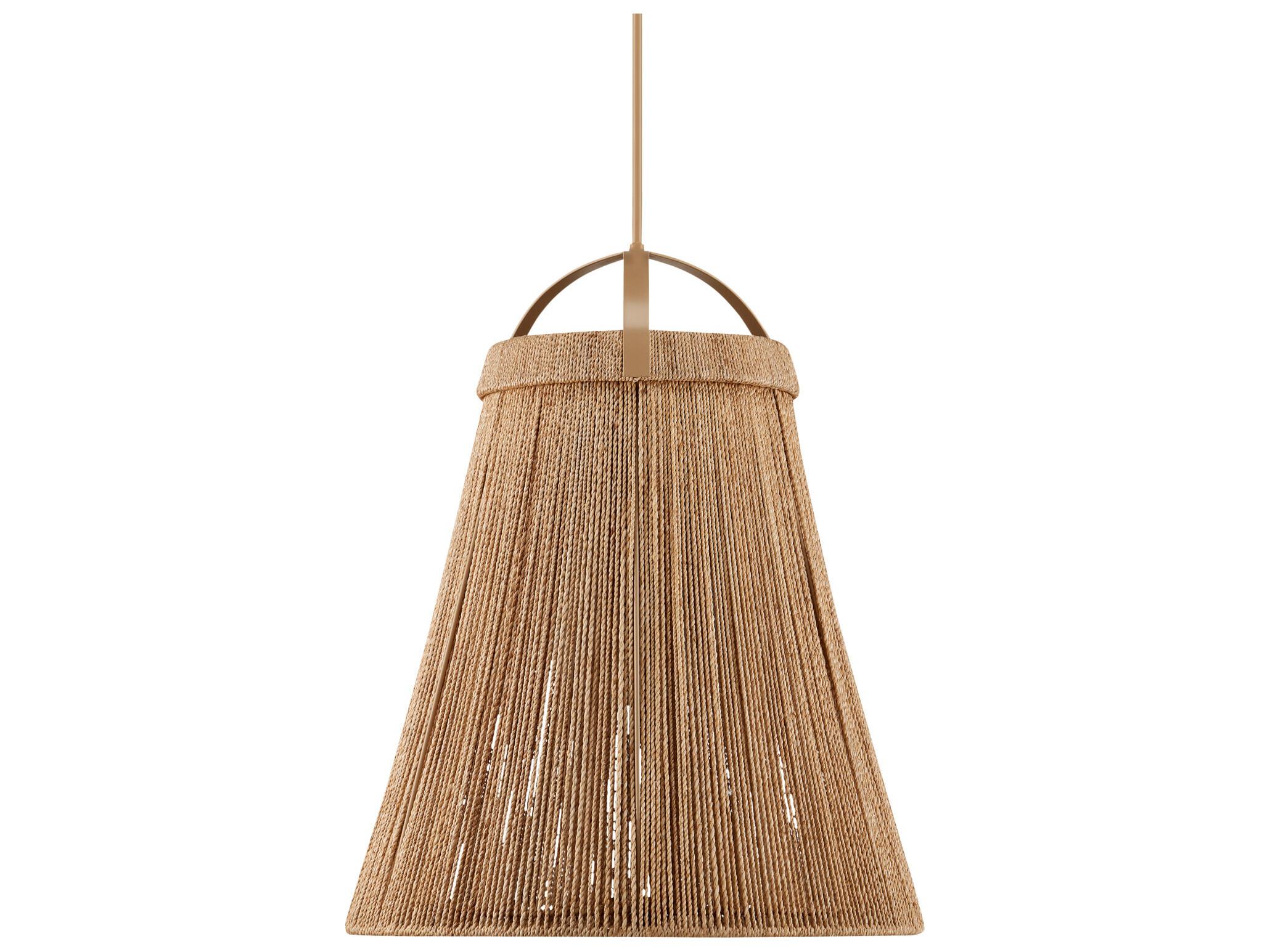 Currey & Company Parnell 1-Light Natural Beige Frosted White Brown Pendant