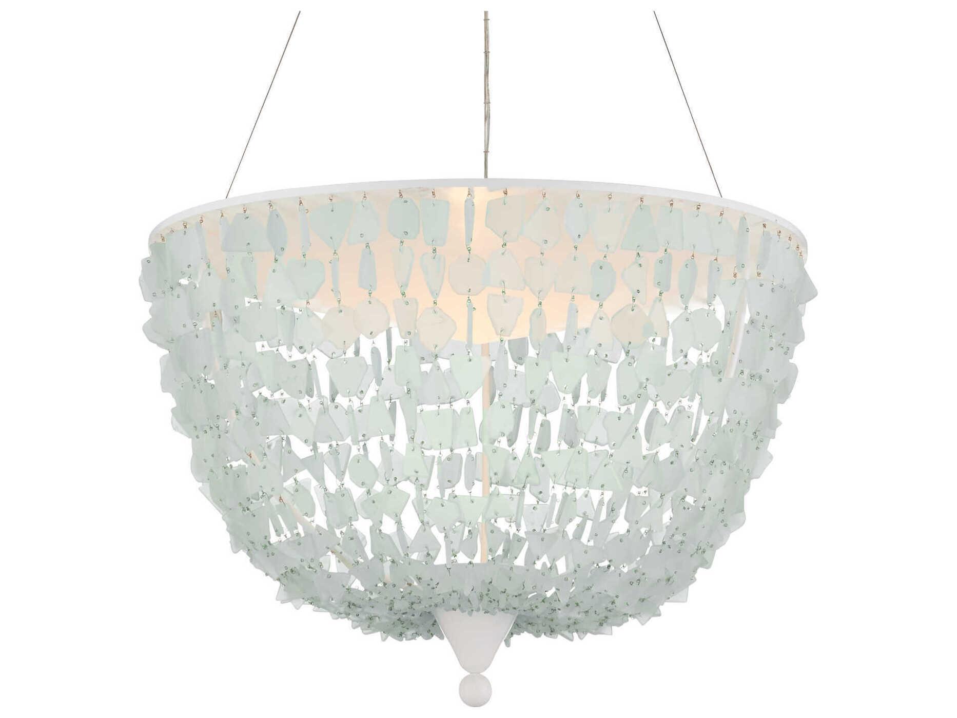 Currey & Company Thalassa 1-Light Seaglass Sugar White Bowl Pendant