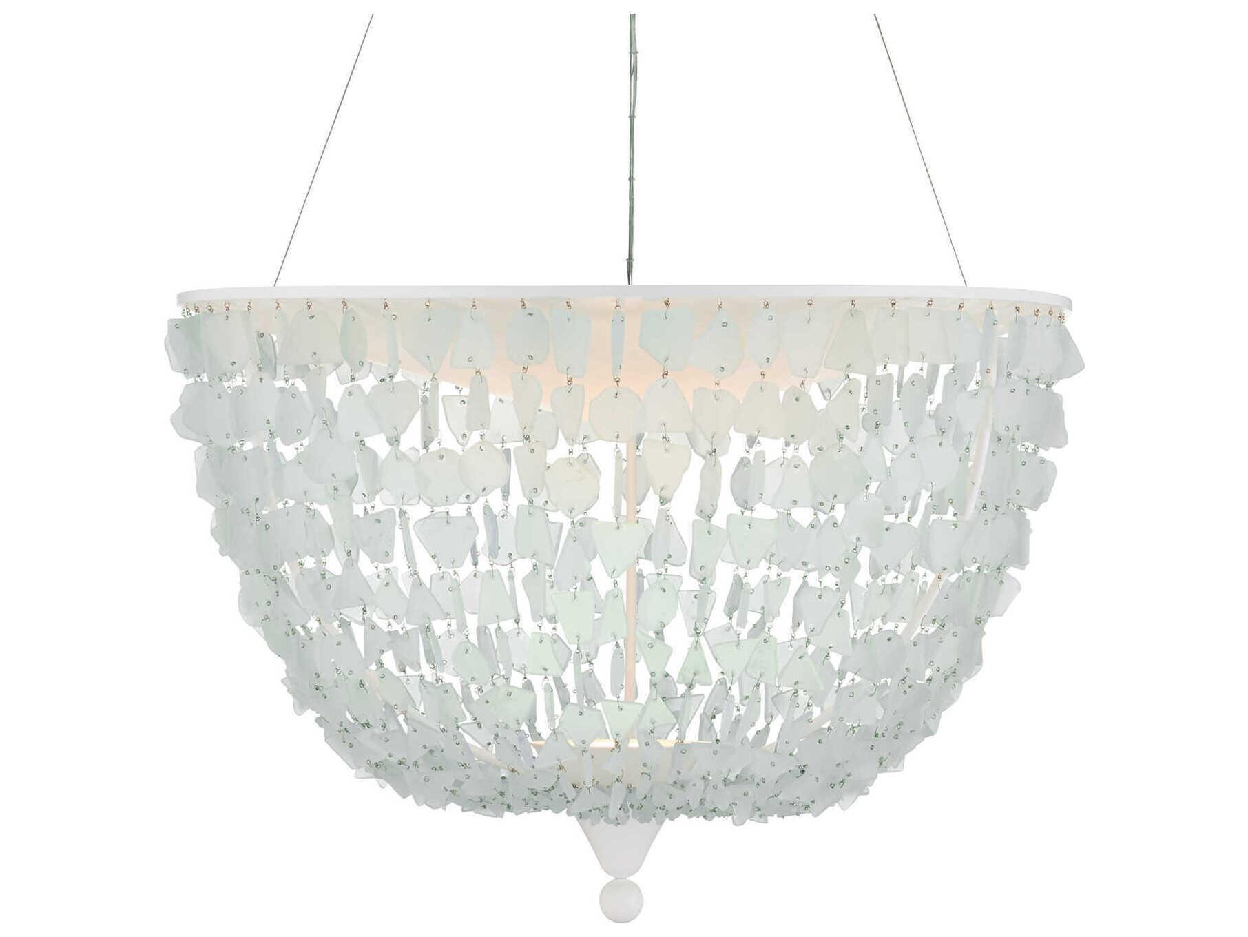 Currey & Company Thalassa 1-Light Seaglass Sugar White Bowl Pendant