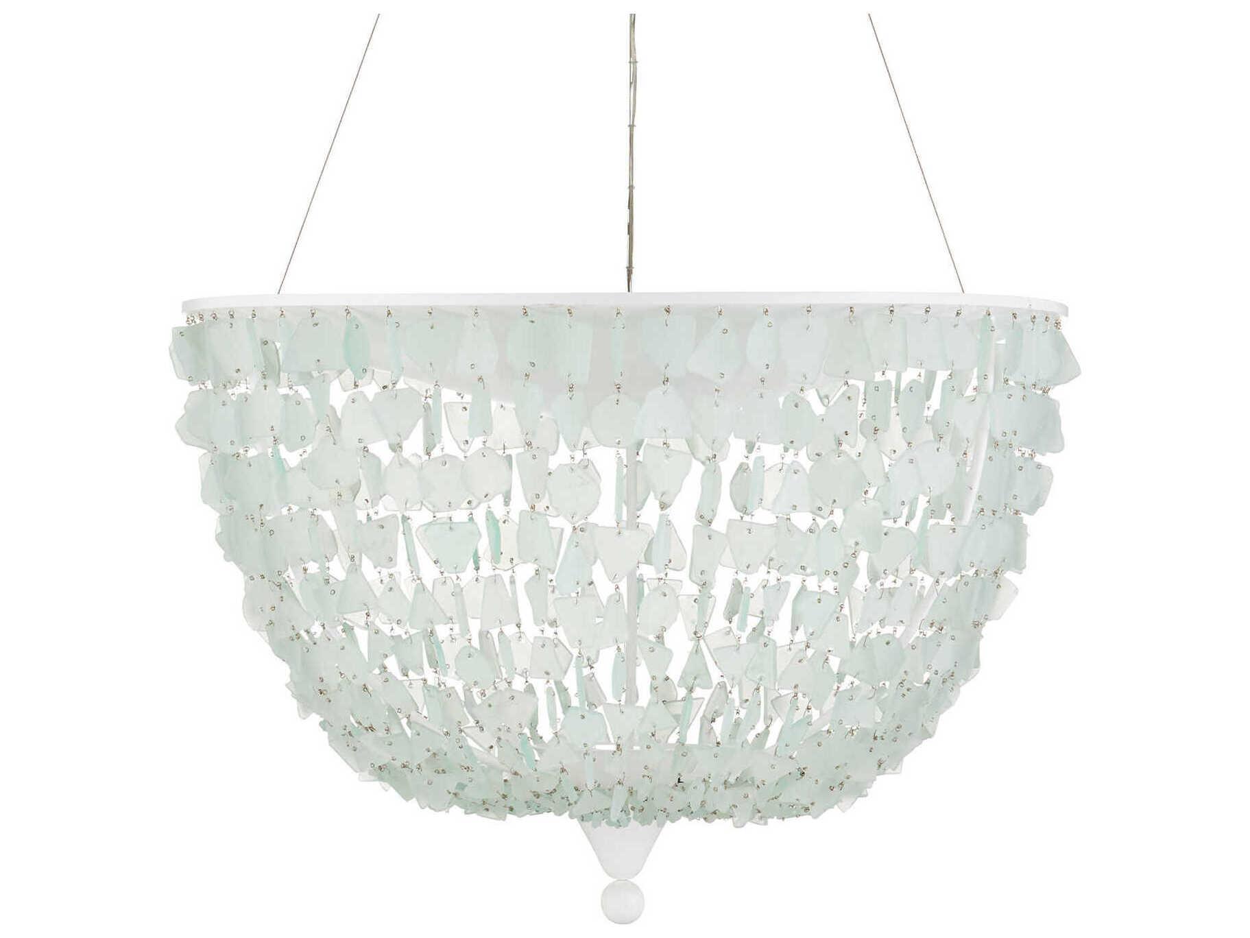 Currey & Company Thalassa 1-Light Seaglass Sugar White Bowl Pendant