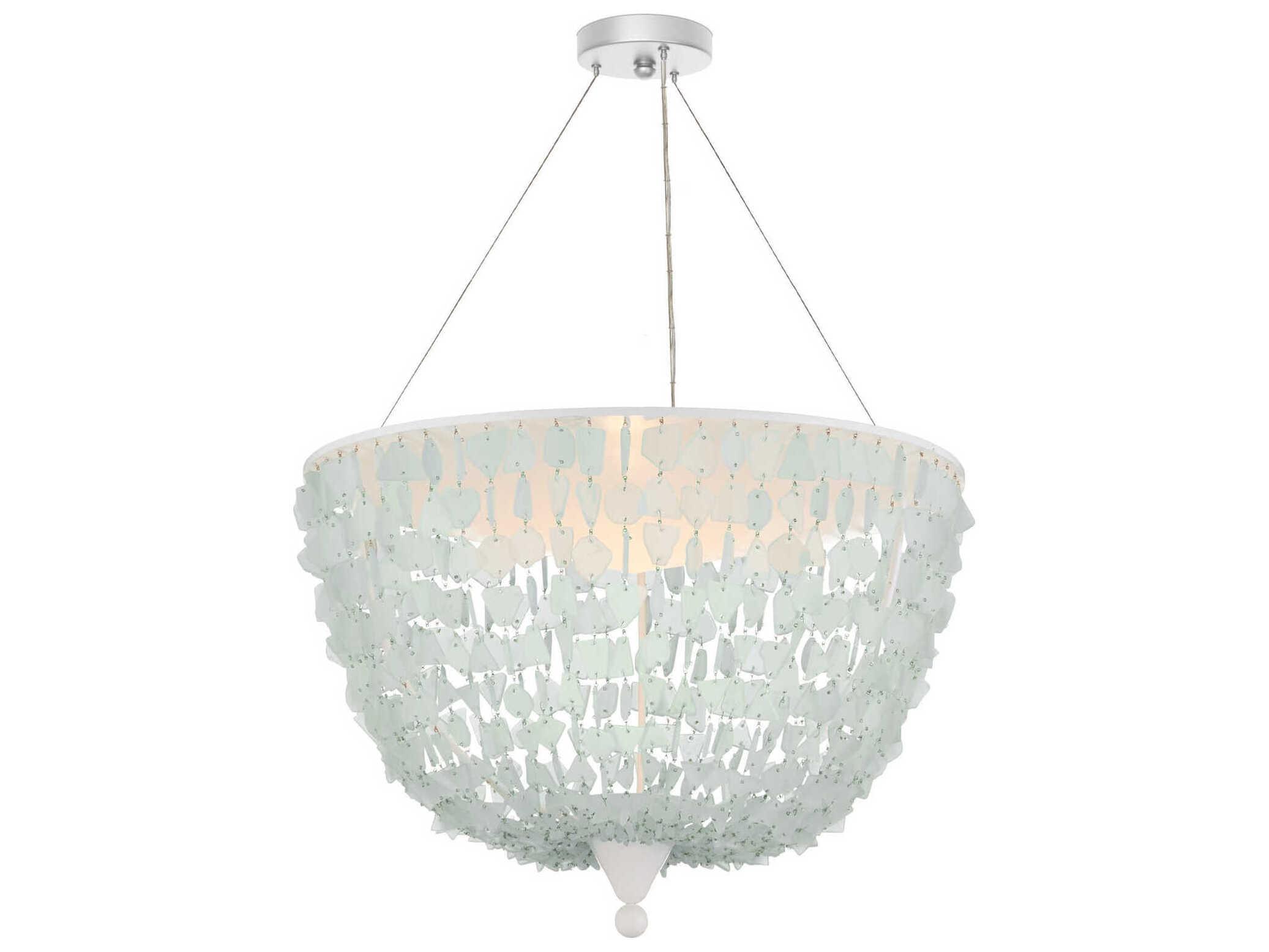 Currey & Company Thalassa 1-Light Seaglass Sugar White Bowl Pendant