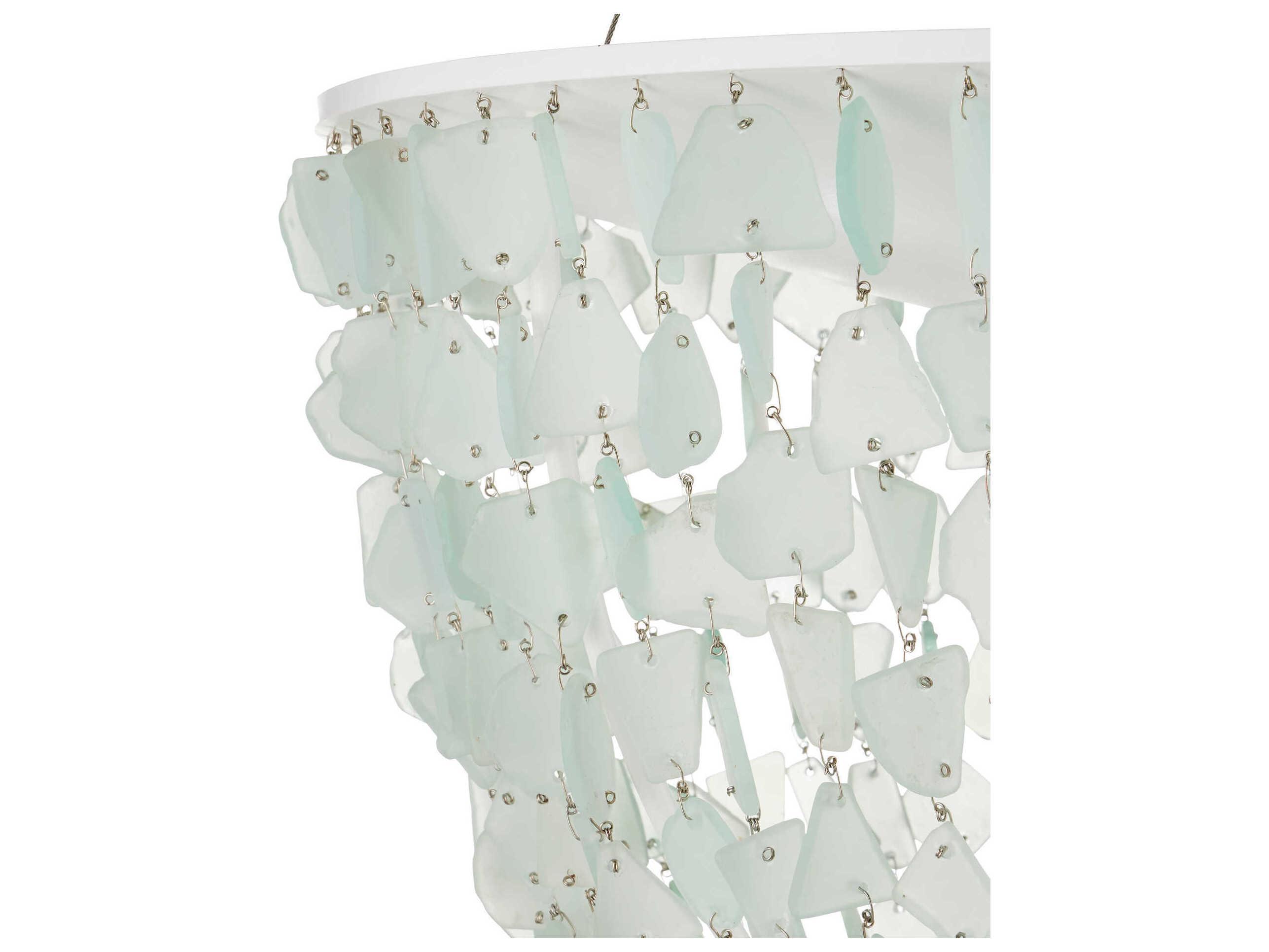 Currey & Company Thalassa 1-Light Seaglass Sugar White Bowl Pendant