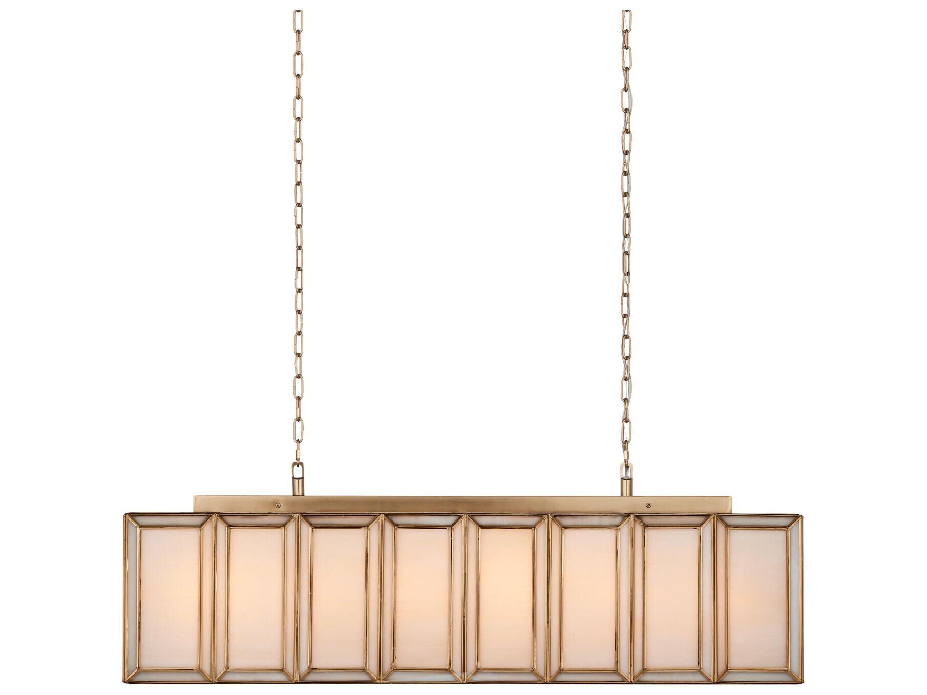 Currey & Company Daze 6-Light White Antique Brass Island Pendant