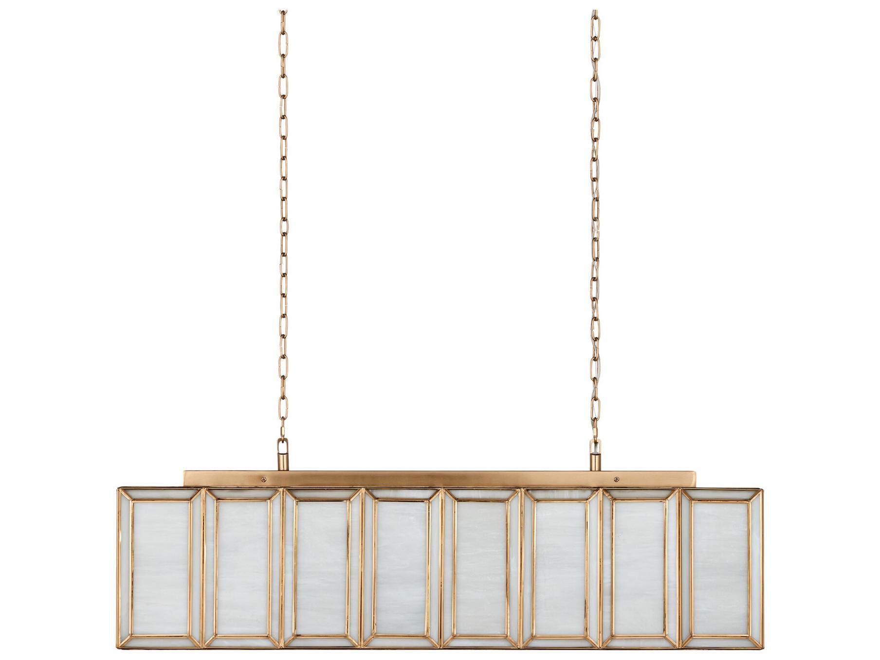 Currey & Company Daze 6-Light White Antique Brass Island Pendant