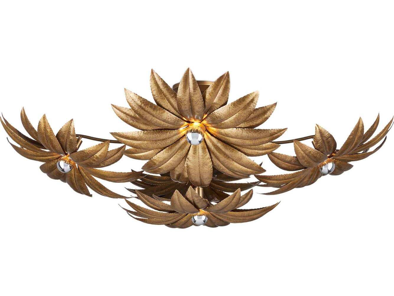 Currey & Company Alithea 5-Light Antique Brass Semi Flush Mount