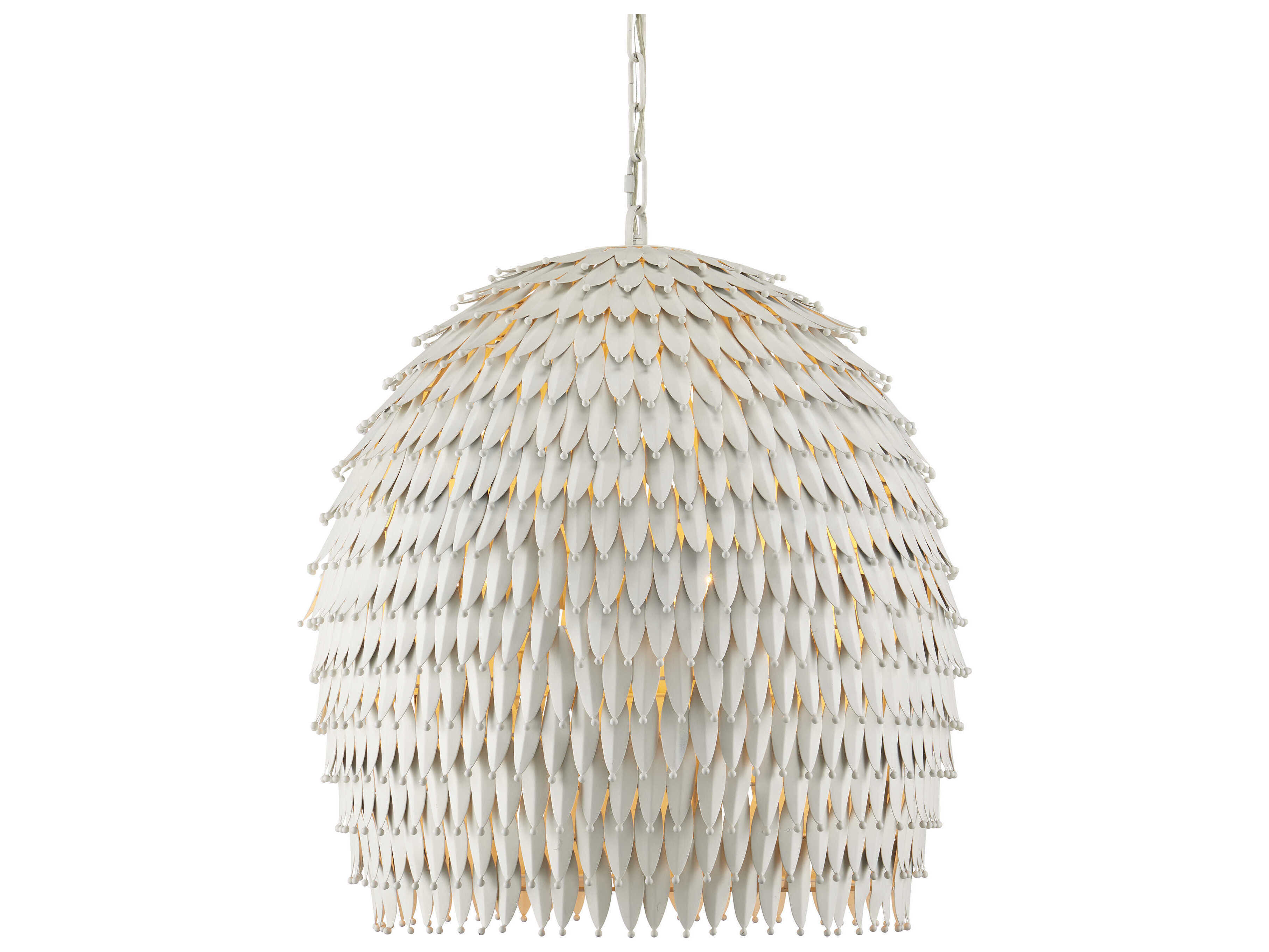 Currey & Company Overlay 3-Light White Pendant