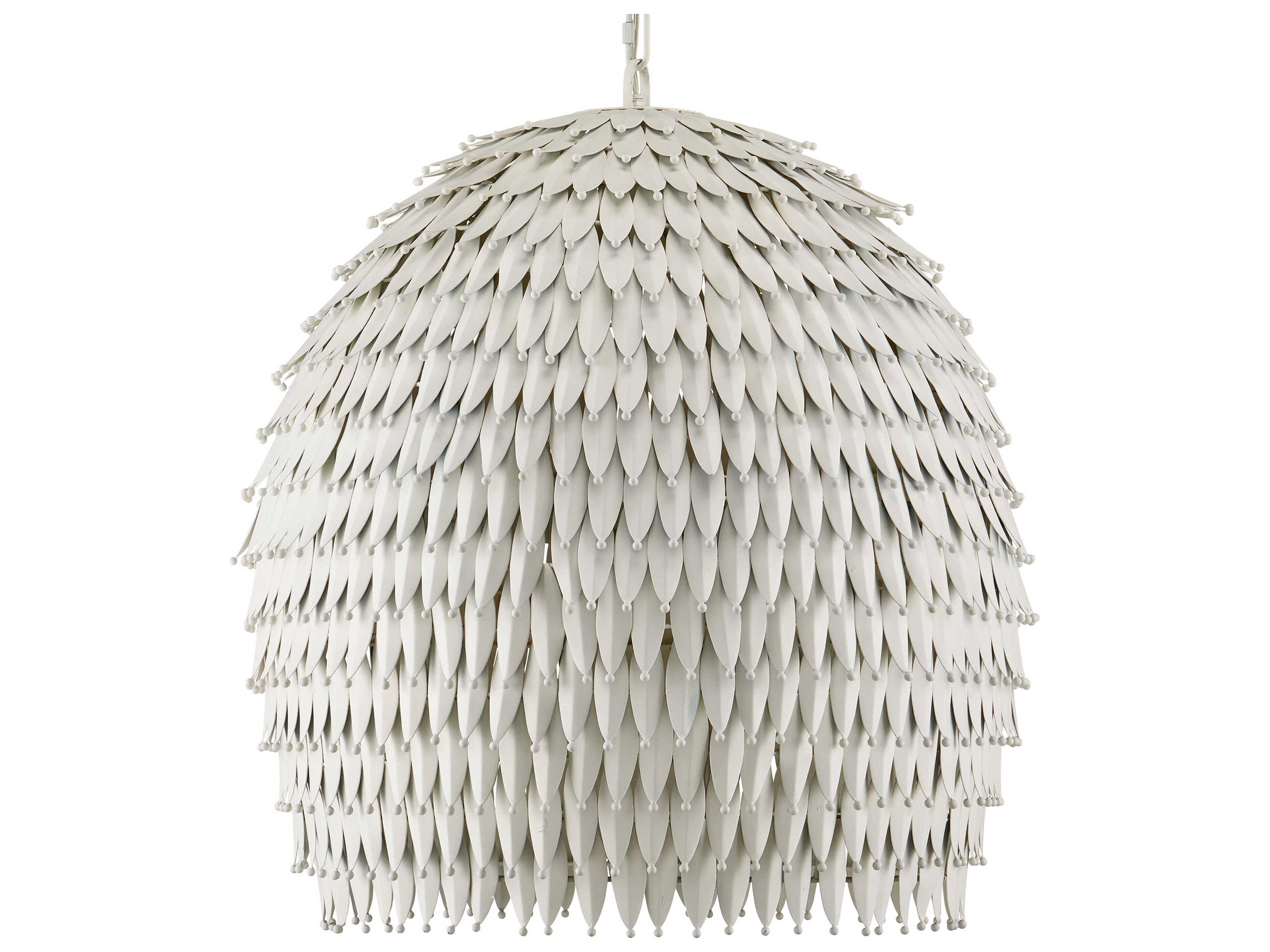 Currey & Company Overlay 3-Light White Pendant