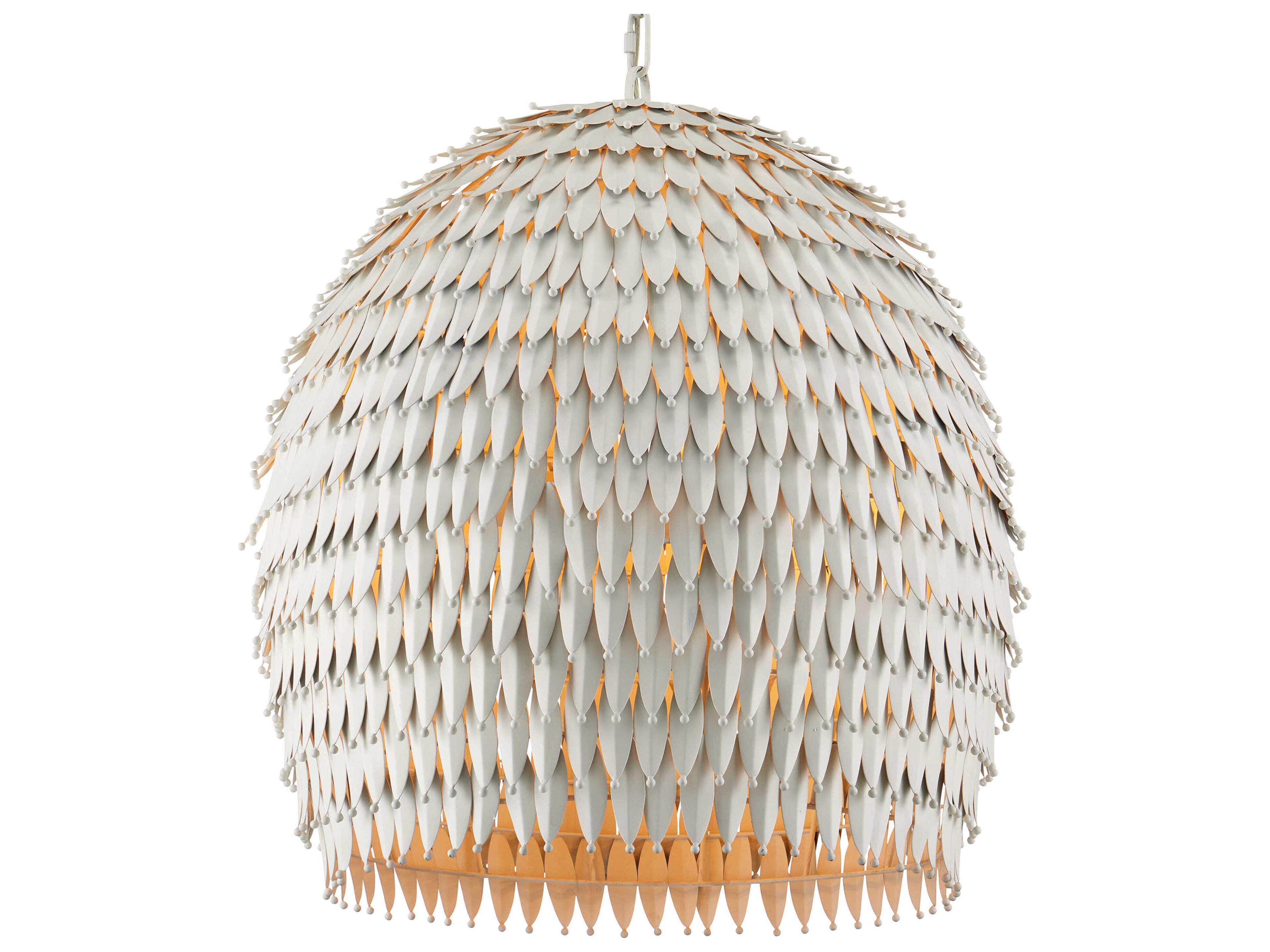 Currey & Company Overlay 3-Light White Pendant