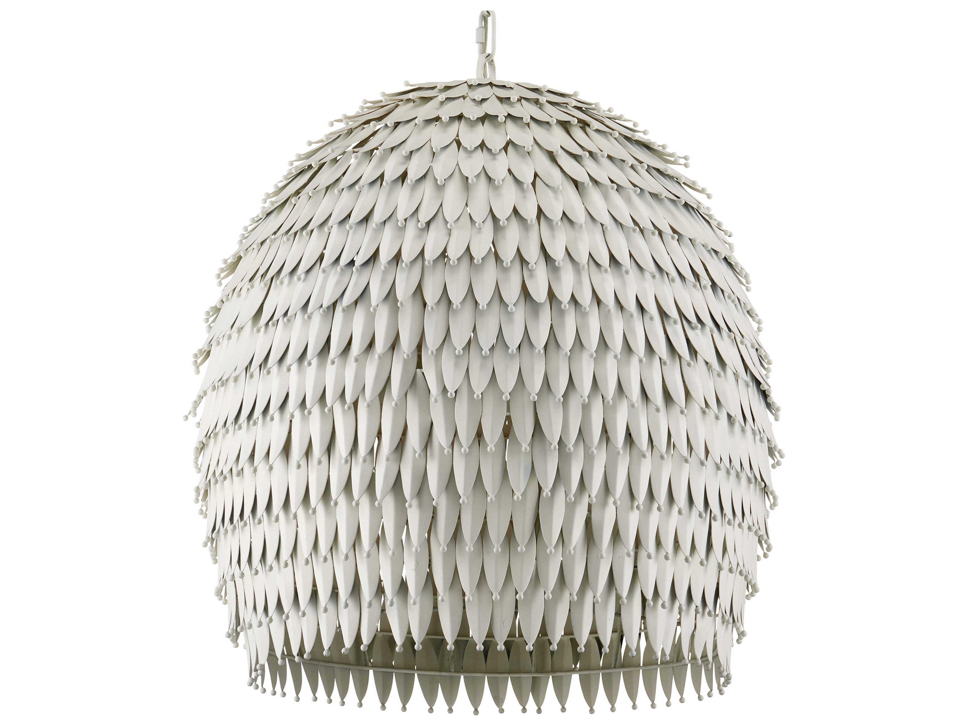 Currey & Company Overlay 3-Light White Pendant