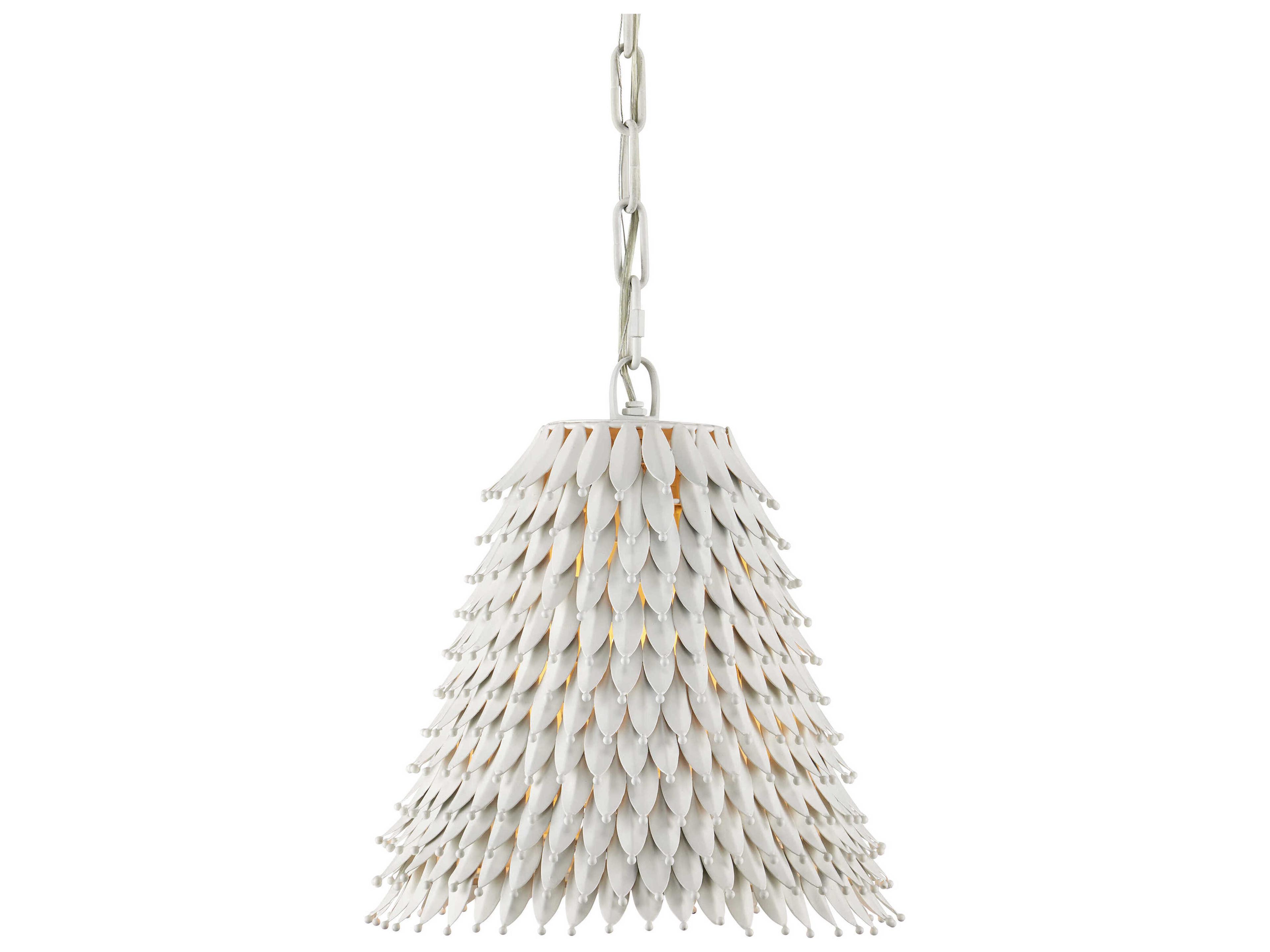 Currey & Company Overlay 1-Light White Bell Pendant