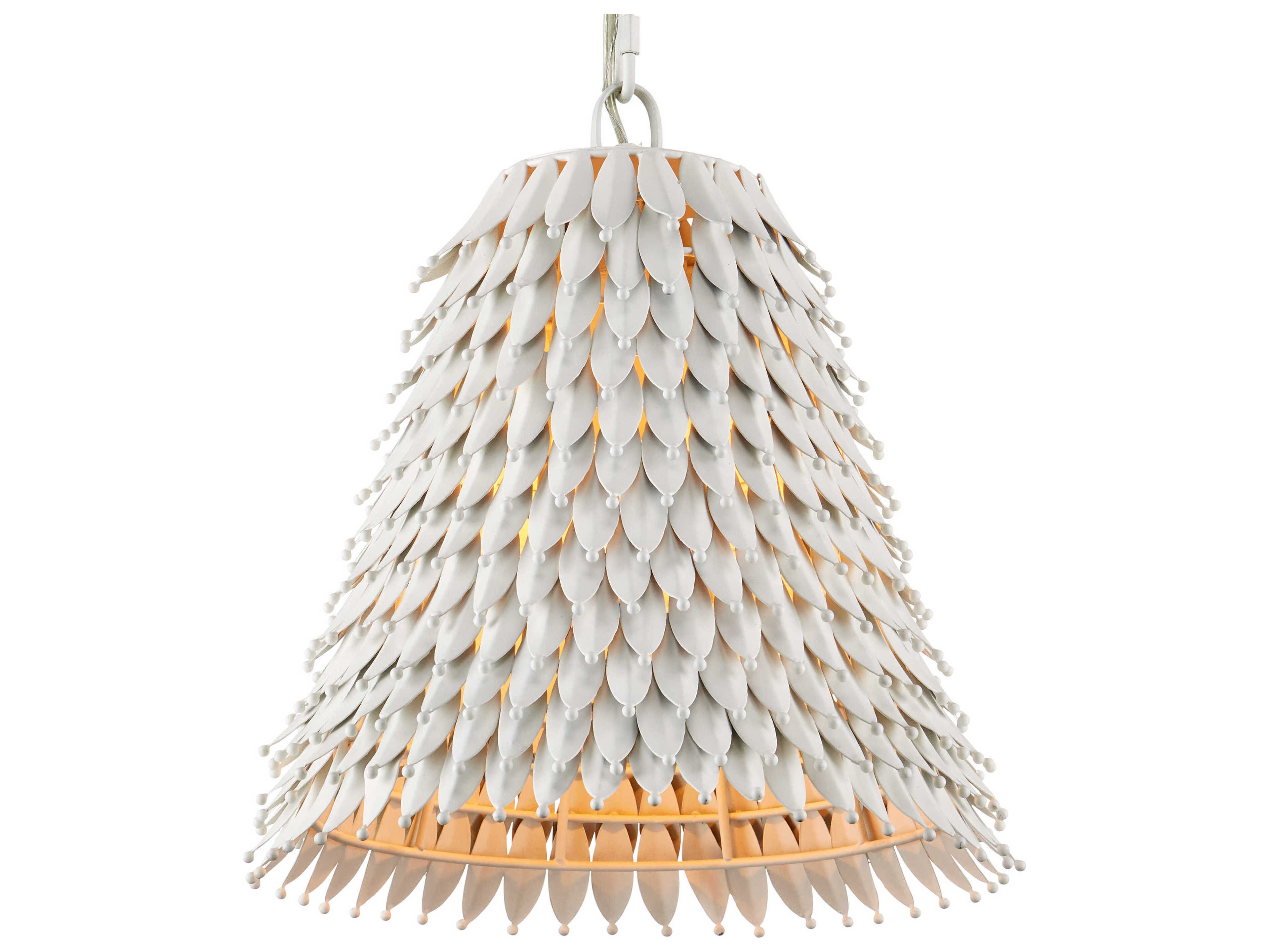 Currey & Company Overlay 1-Light White Bell Pendant