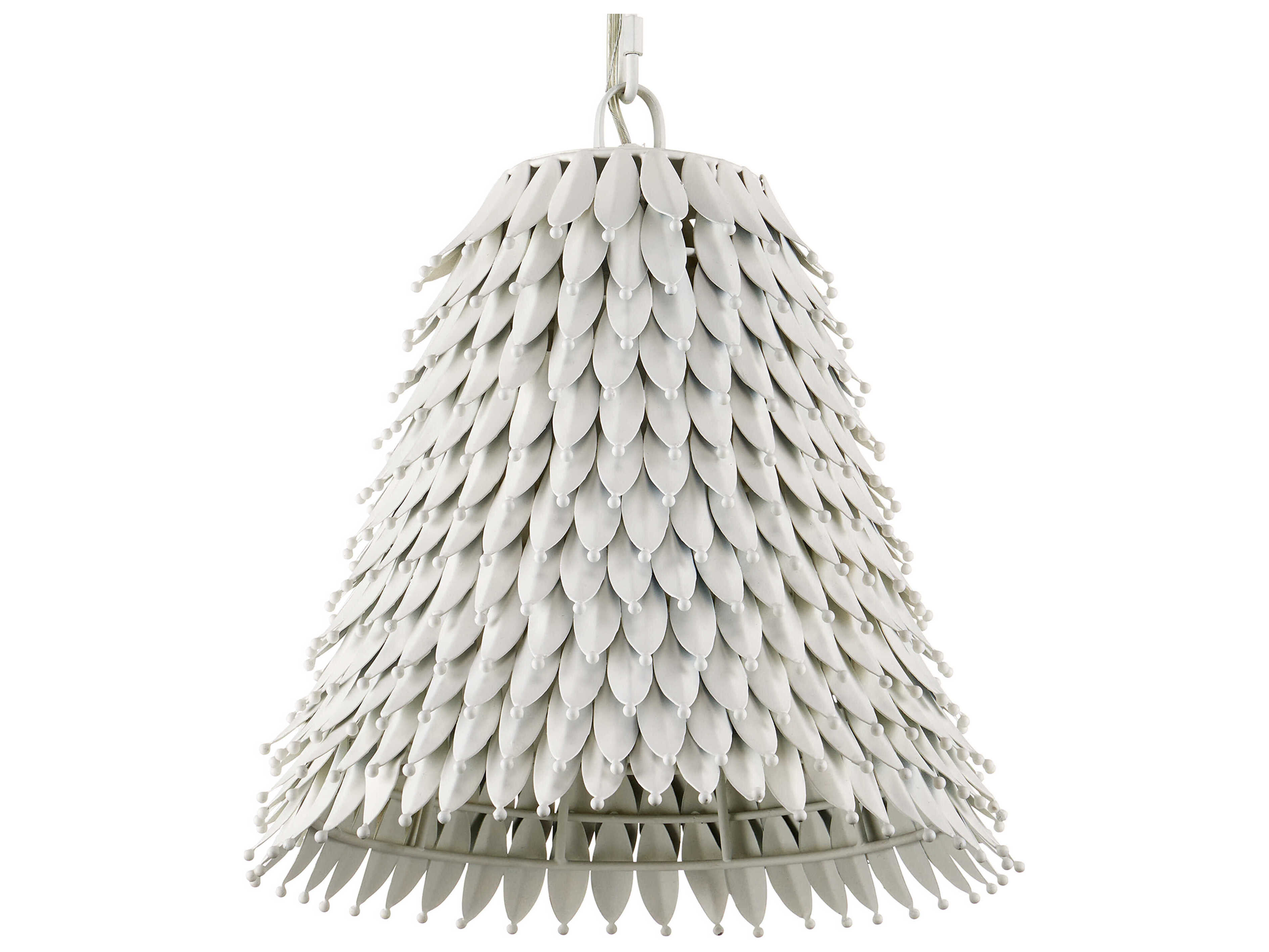 Currey & Company Overlay 1-Light White Bell Pendant