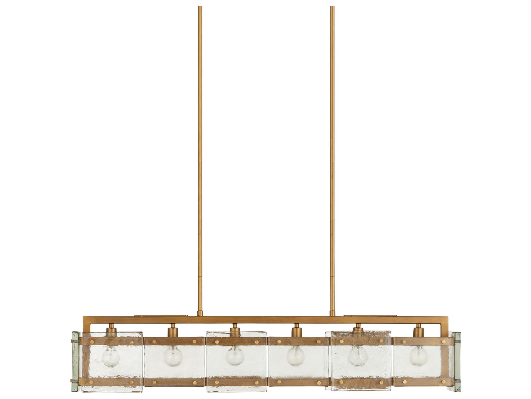 Currey & Company Countervail 6-Light Clear Antique Brass Island Pendant