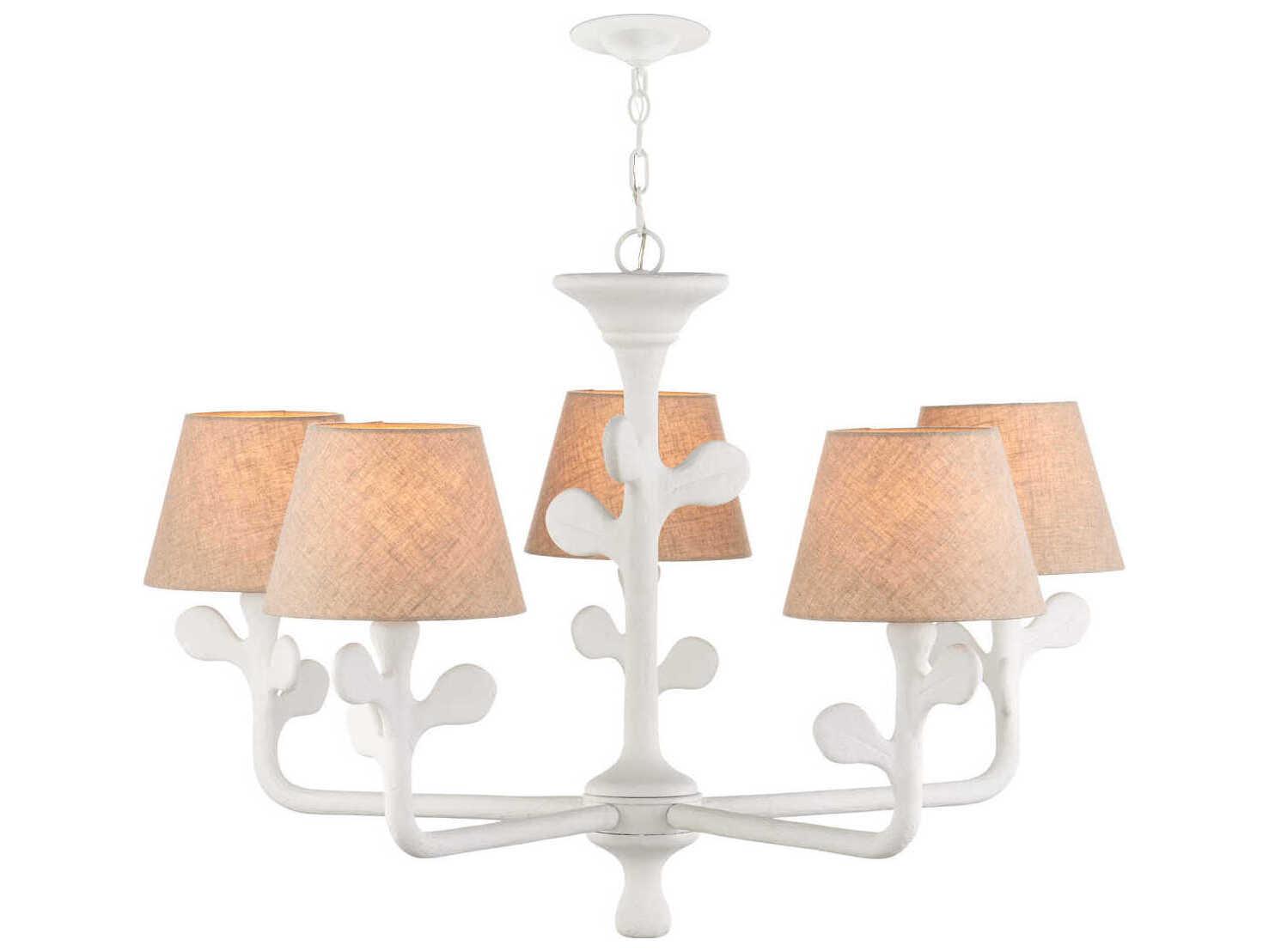 Currey & Company Charny 5-Light Gesso White Chandelier