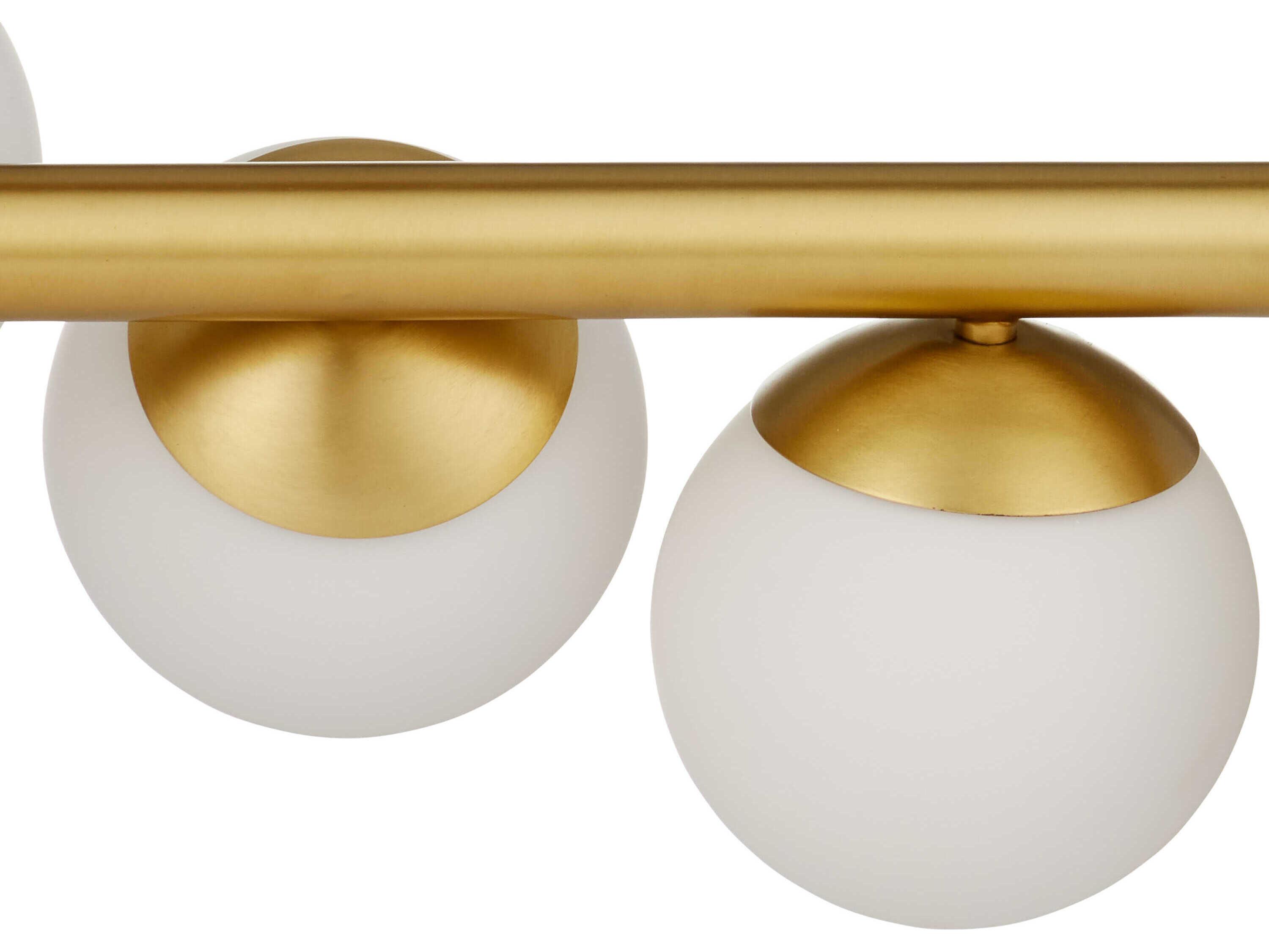 Currey & Company Barcarolle 9-Light Brushed Brass White Globe Linear Island Pendant