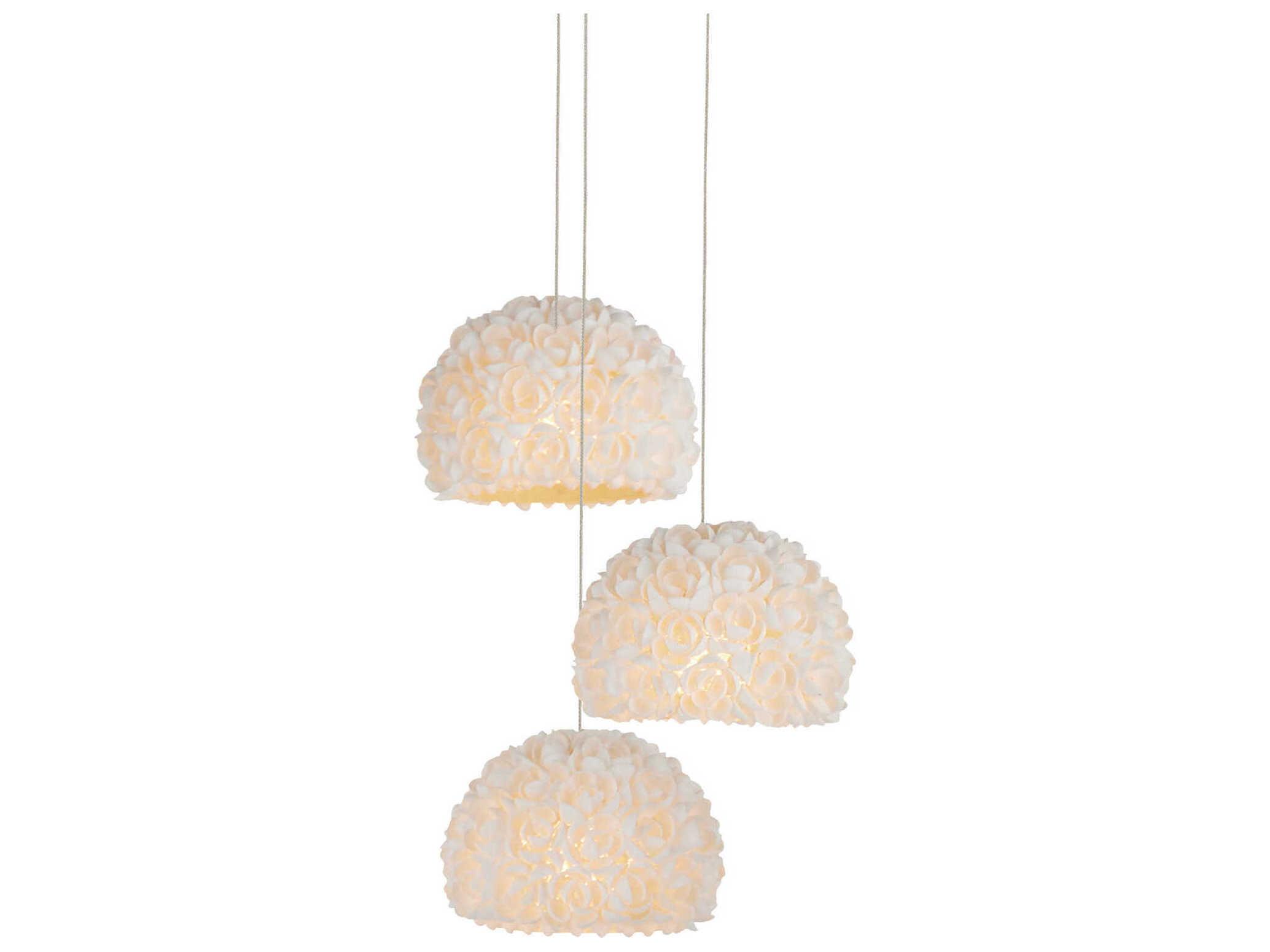Currey & Company Virtu 3-Light Natural Silver White Dome Mini Pendant
