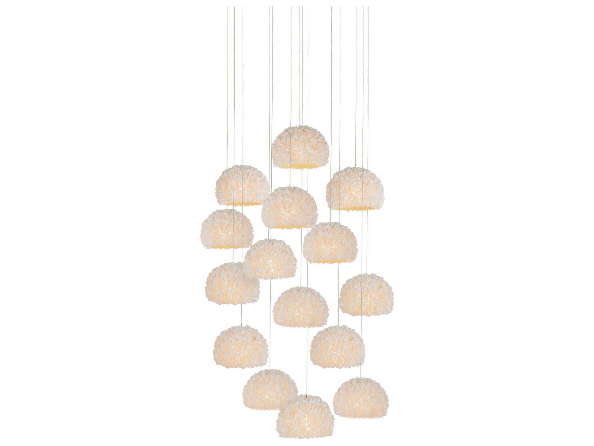 Currey & Company Virtu 15-Light Natural Silver White Dome Pendant