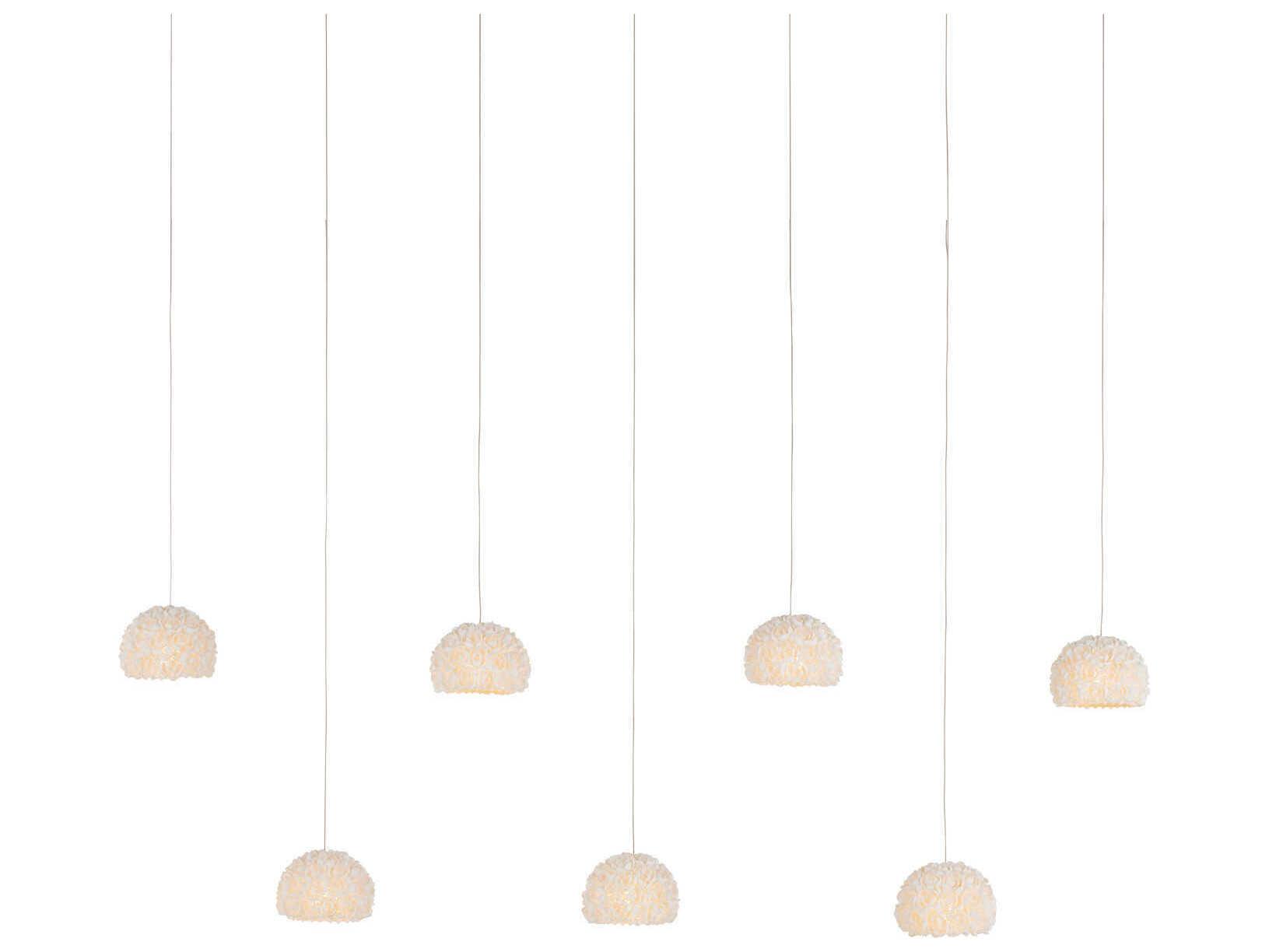 Currey & Company Virtu 7-Light Natural Silver White Dome Round Island Pendant