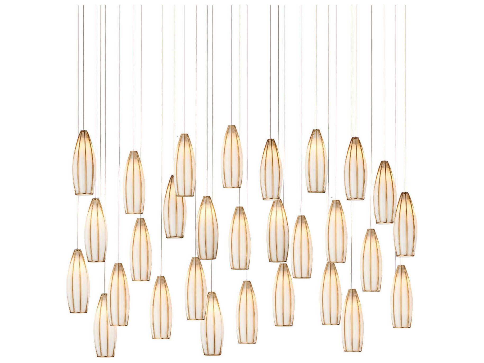 Currey & Company Parish 30-Light White Antique Brass Silver Island Pendant