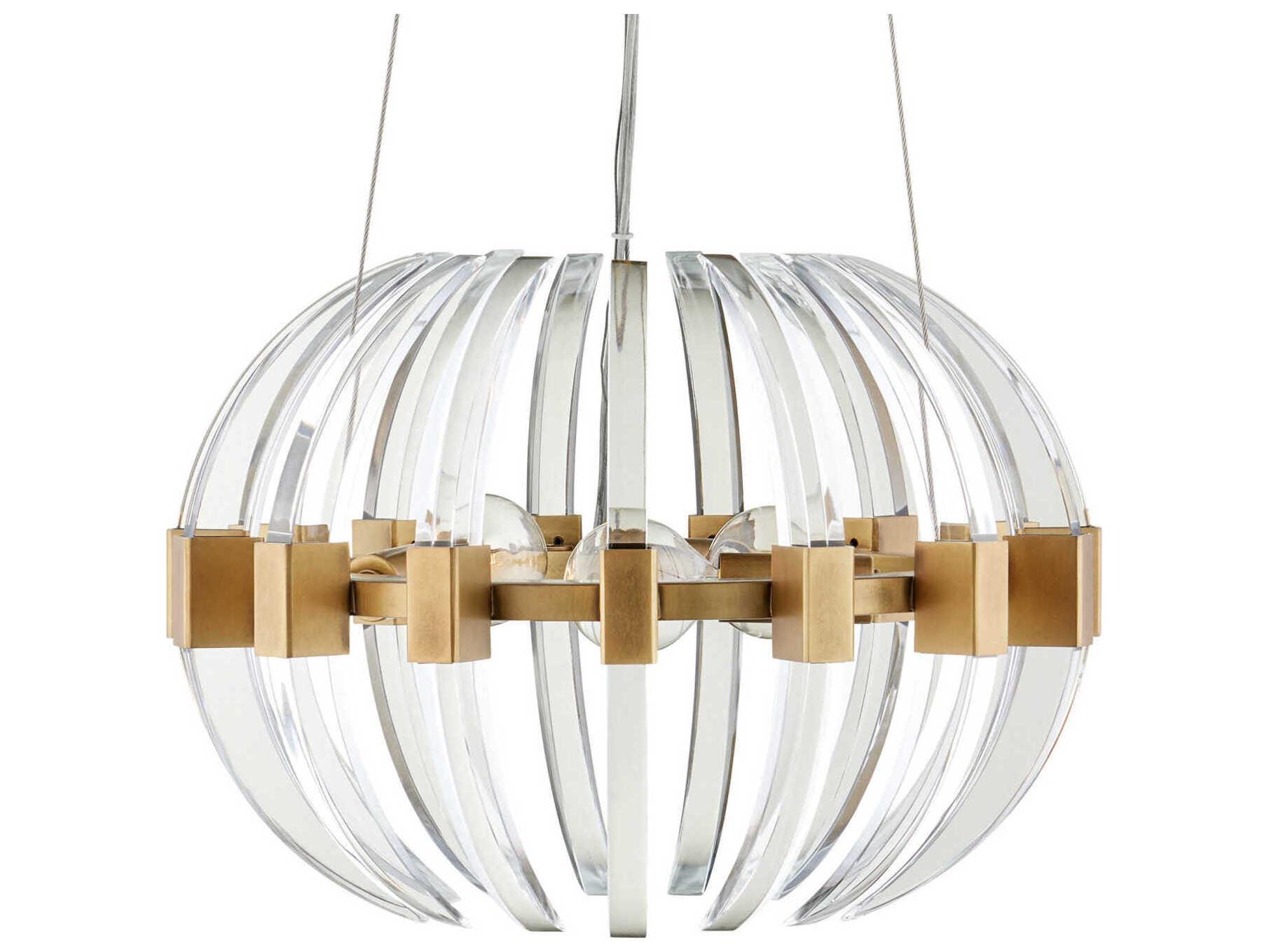 Currey & Company Coquette 3-Light Antique Brass Chandelier