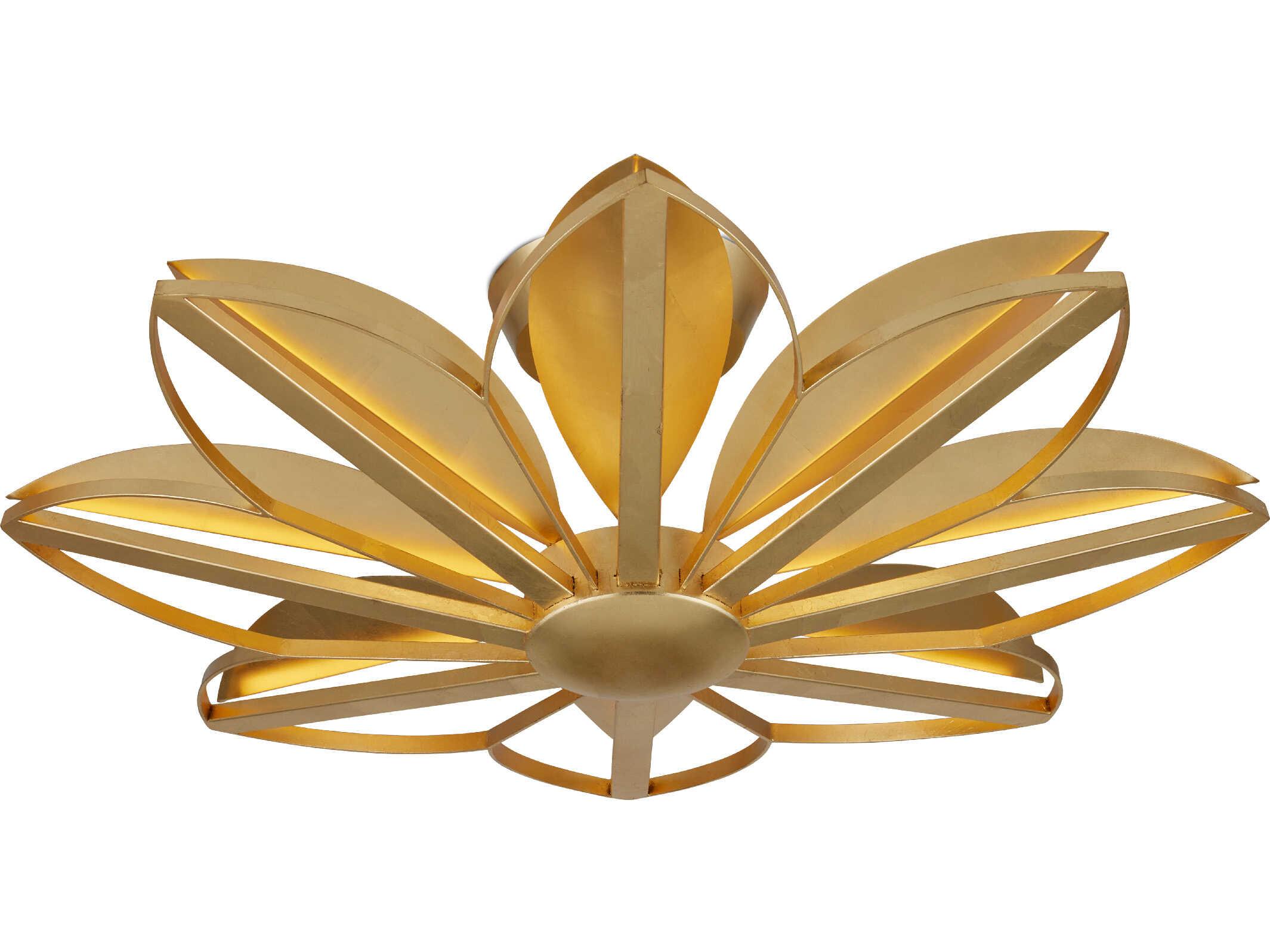 Currey & Company Stewart 8-Light Gold Leaf Geometric Semi Flush Mount