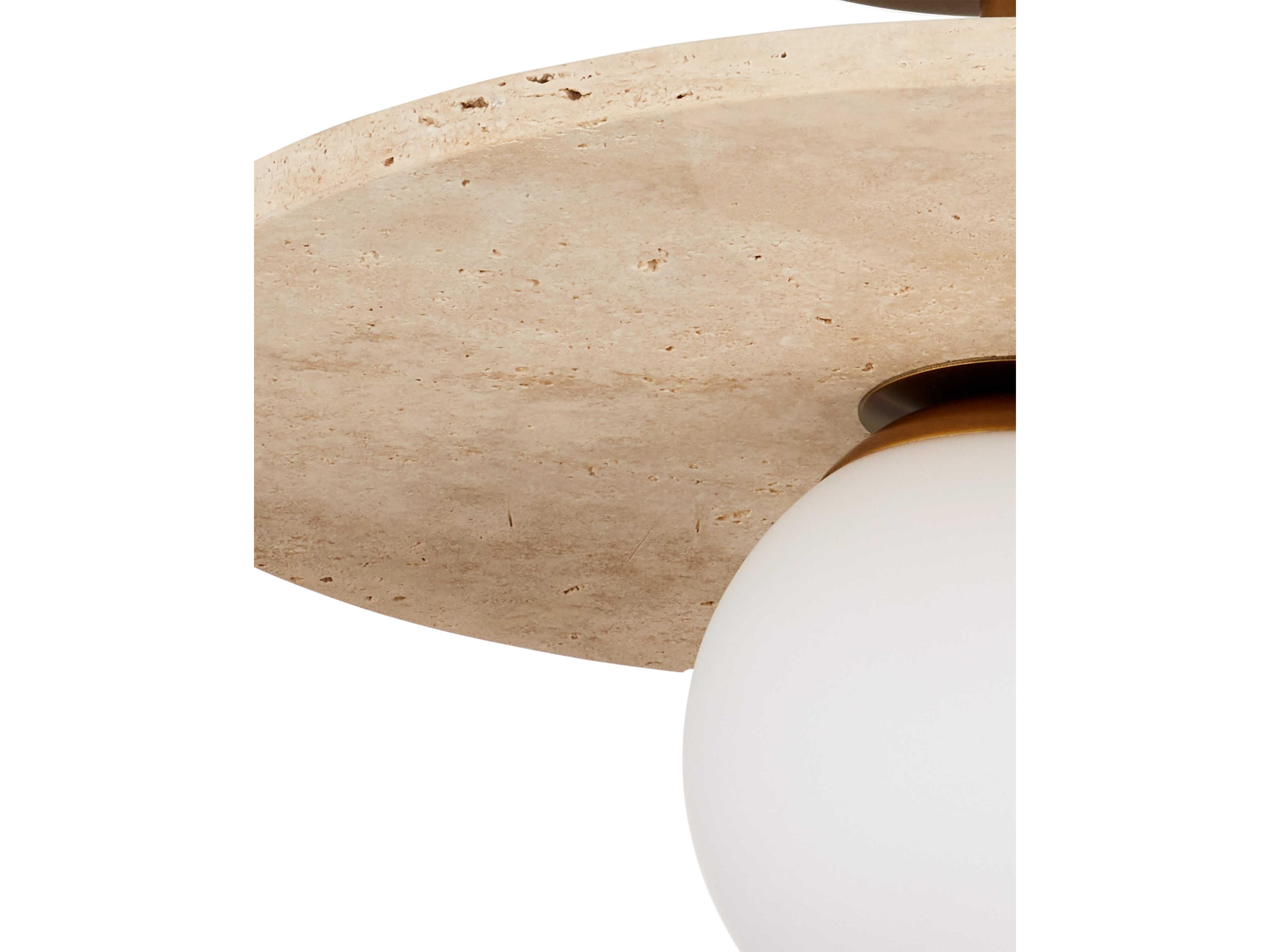 Currey & Company Apricity 1-Light Beige Antique Brass Globe Round Semi Flush Mount