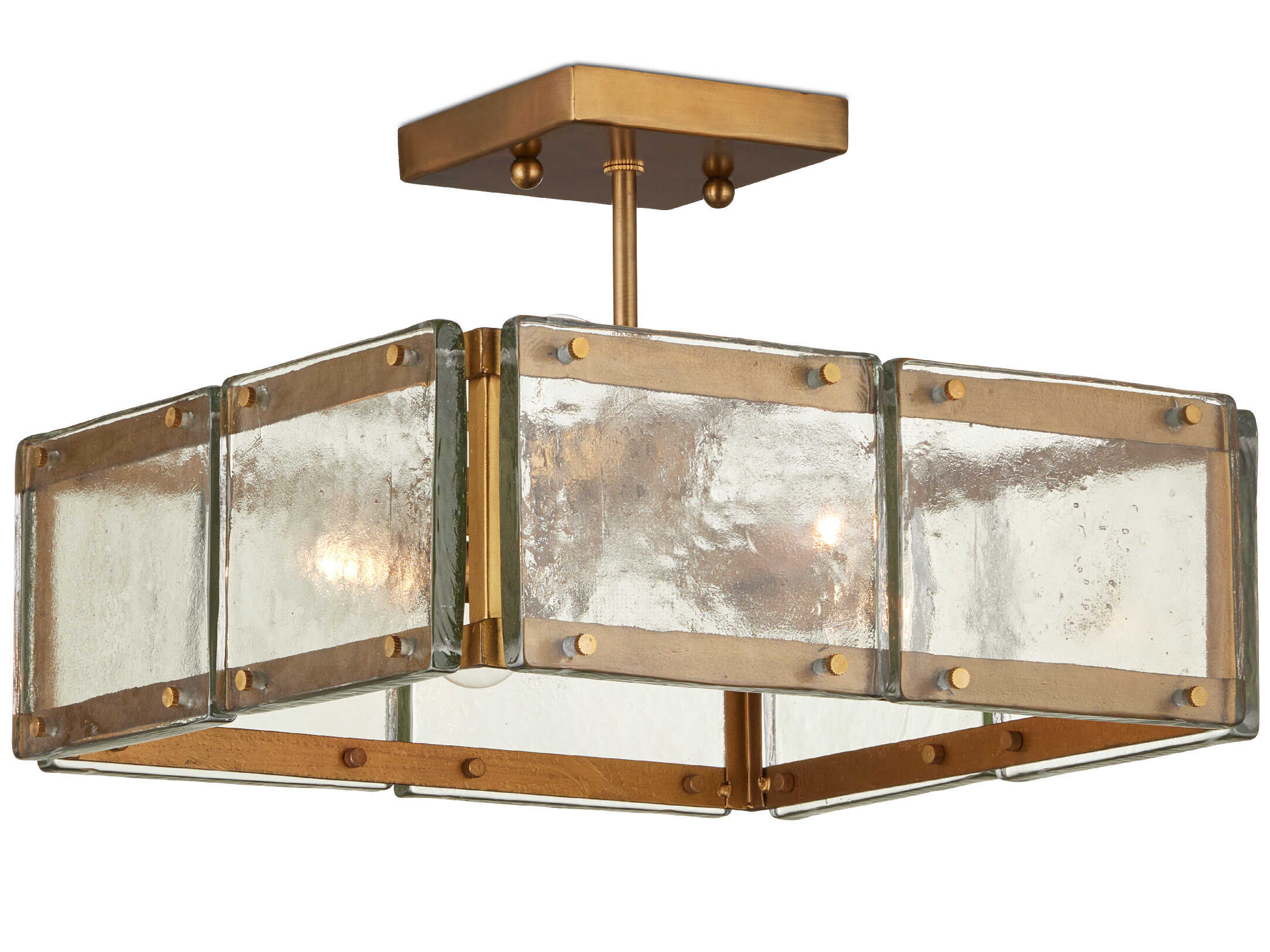 Currey & Company Countervail 4-Light Antique Brass Semi Flush Mount