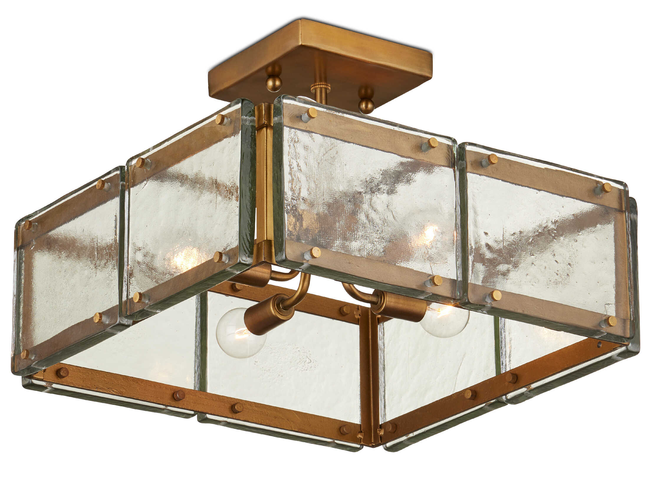 Currey & Company Countervail 4-Light Antique Brass Semi Flush Mount