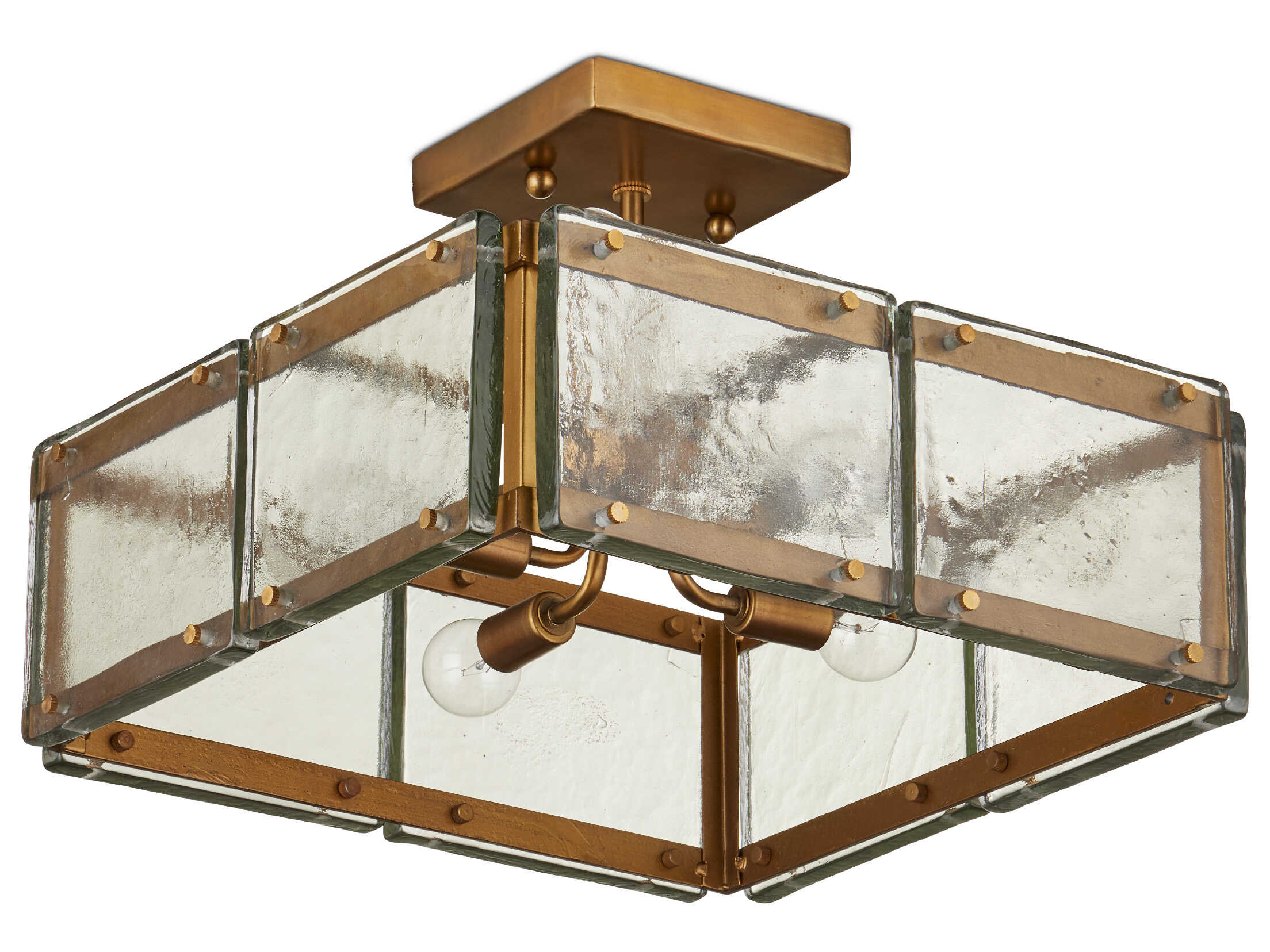 Currey & Company Countervail 4-Light Antique Brass Semi Flush Mount