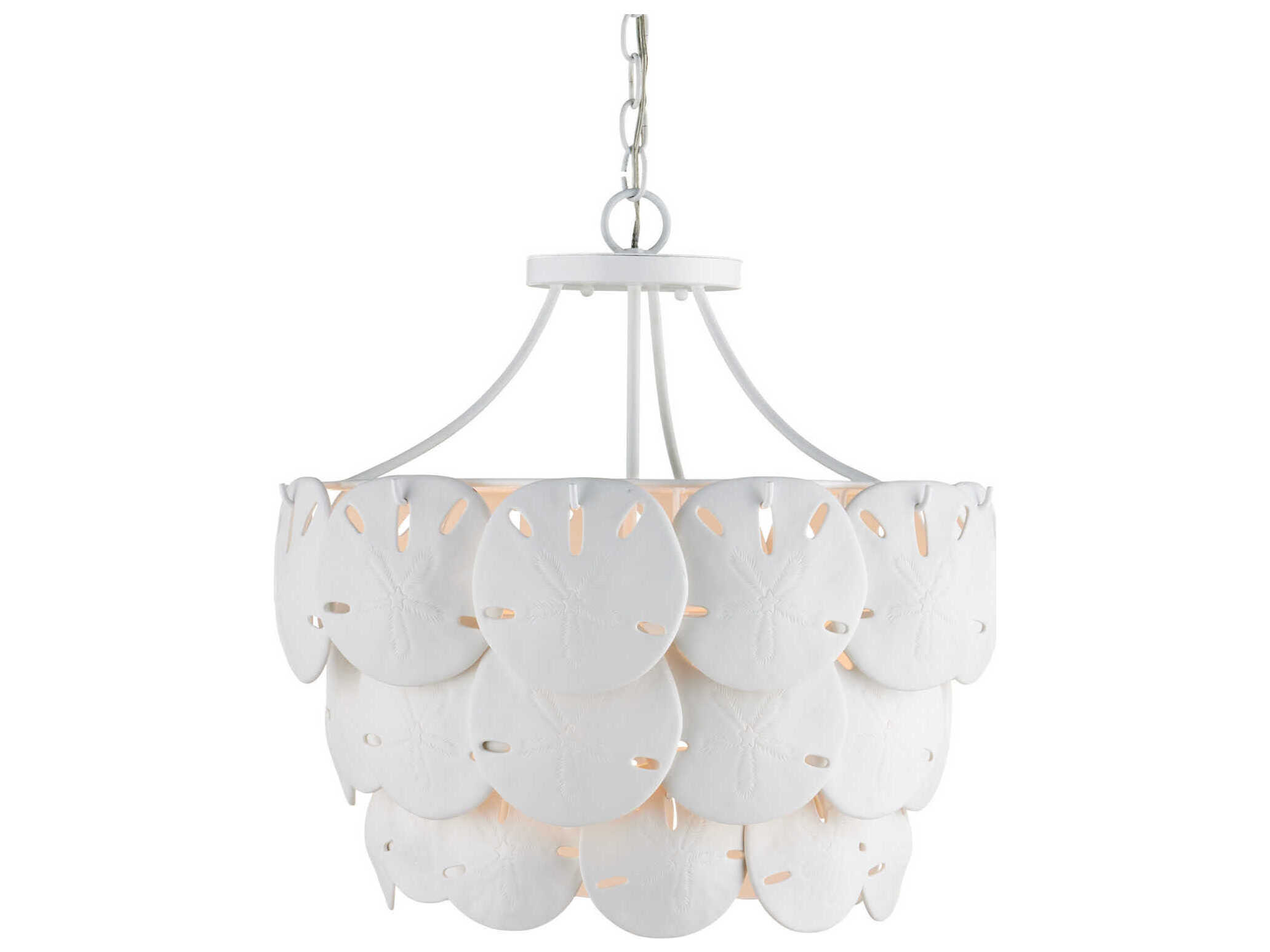 Currey & Company Tulum 3-Light Sugar White Chandelier