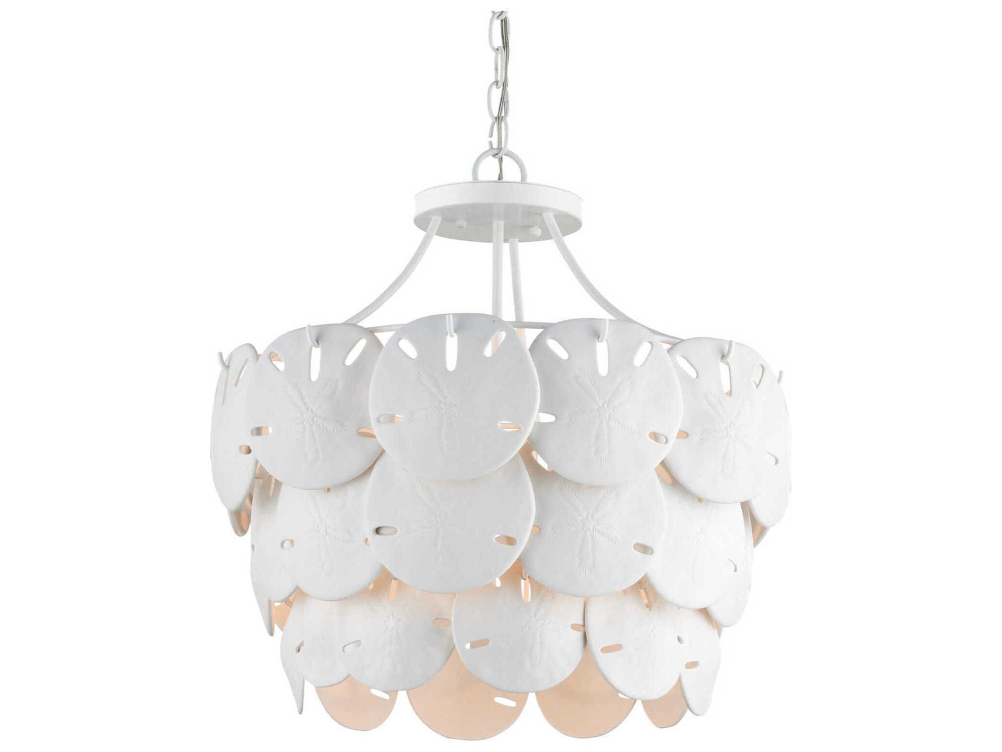 Currey & Company Tulum 3-Light Sugar White Chandelier