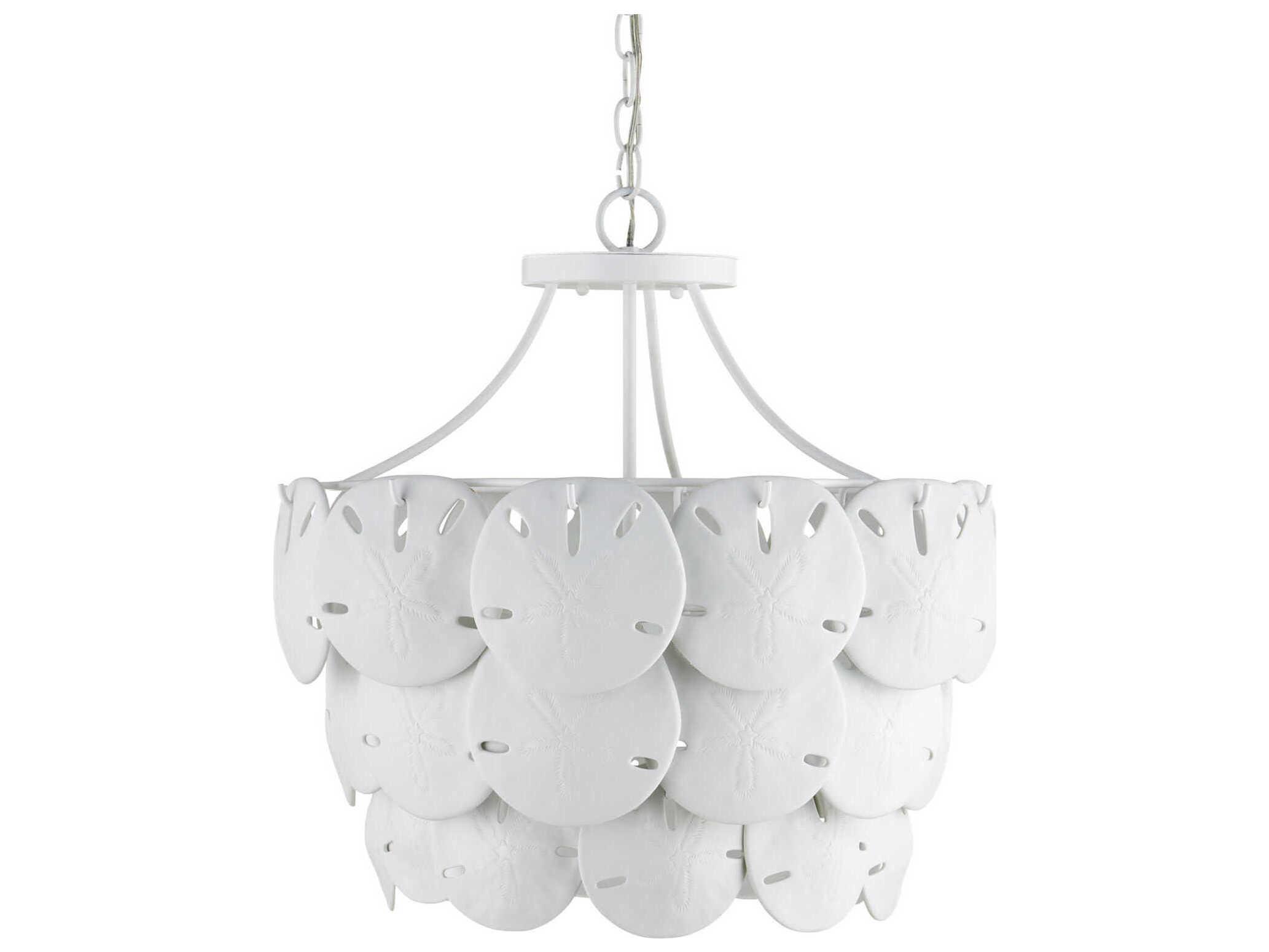 Currey & Company Tulum 3-Light Sugar White Chandelier