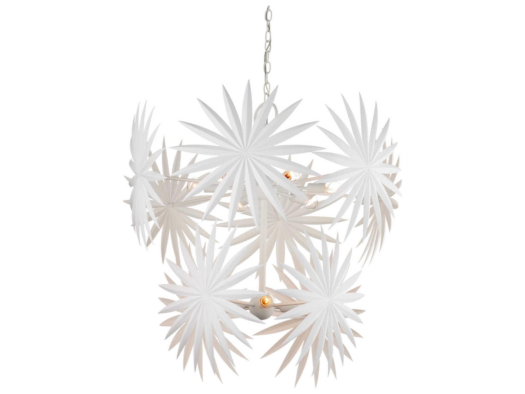 Currey & Company Bismarkia 10-Light Gesso White Tiered Chandelier