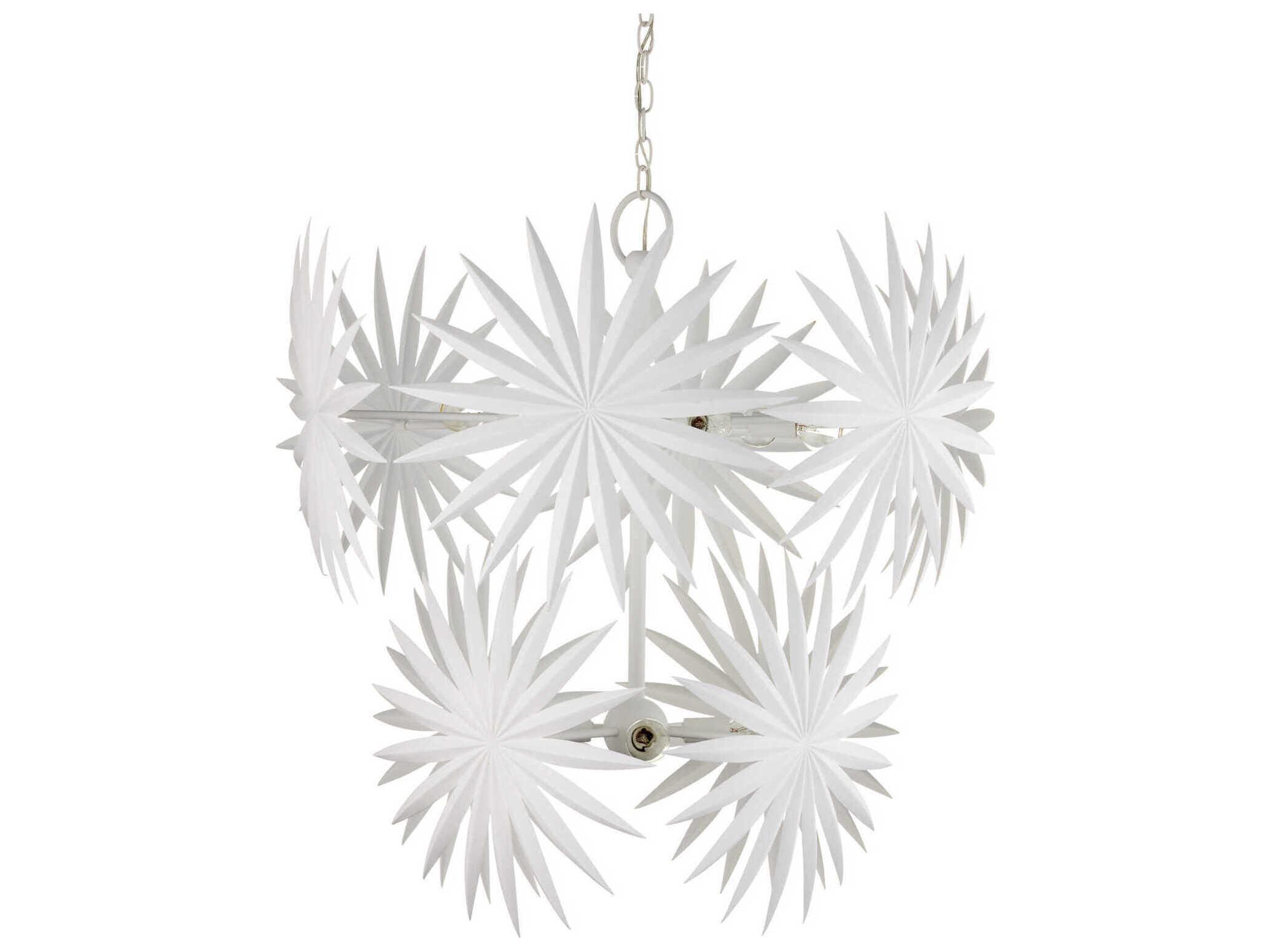 Currey & Company Bismarkia 10-Light Gesso White Tiered Chandelier