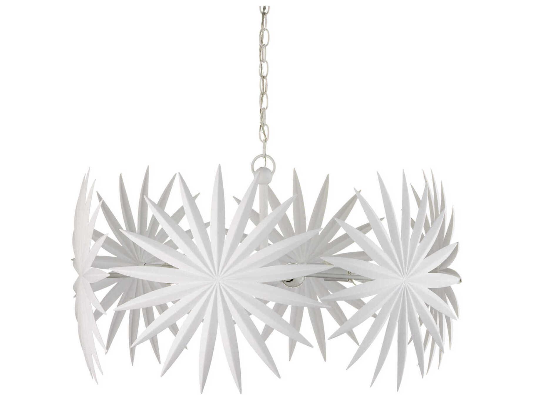 Currey & Company Bismarkia 6-Light Gesso White Chandelier