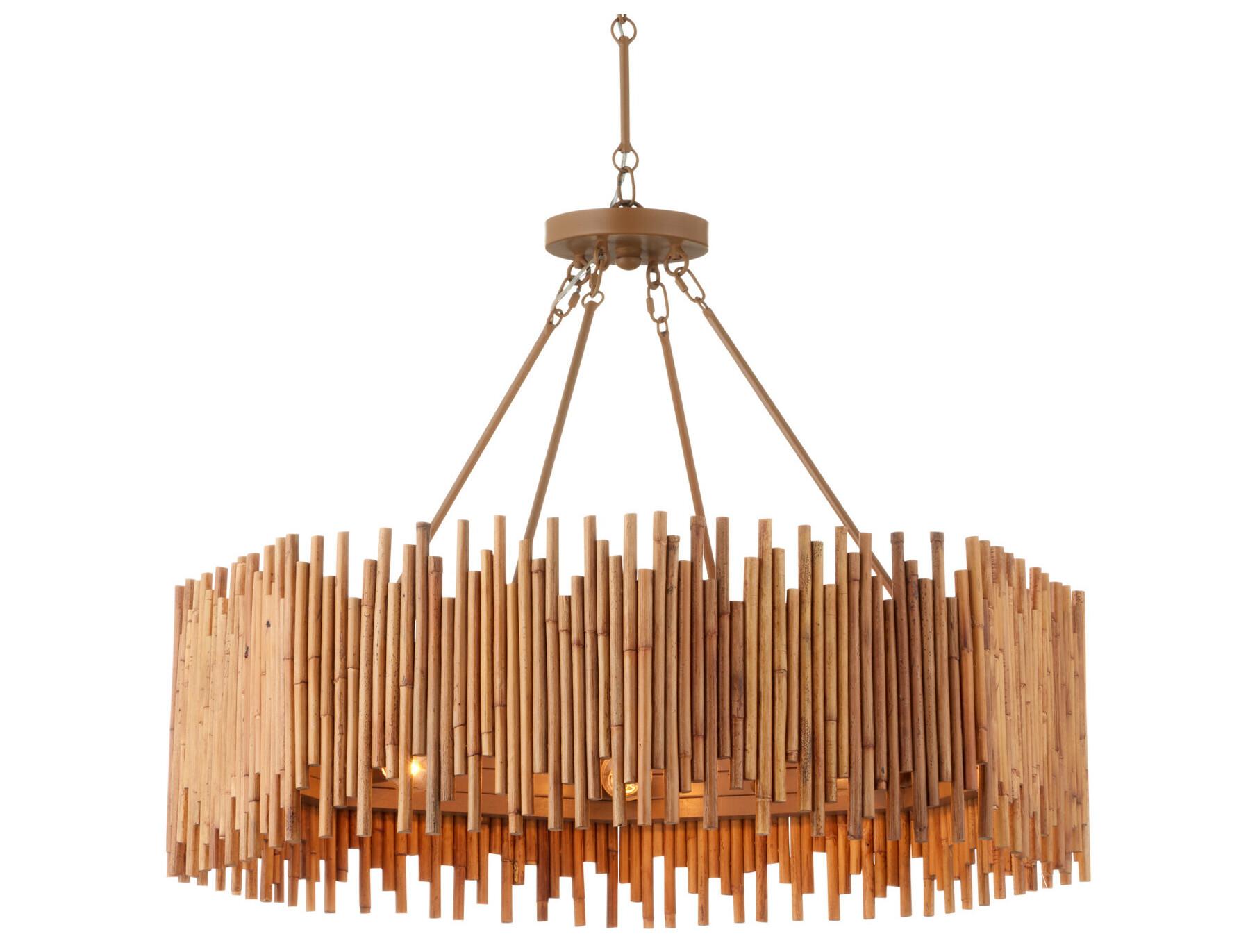 Currey & Company Teahouse 8-Light Natural Khaki Brown Chandelier