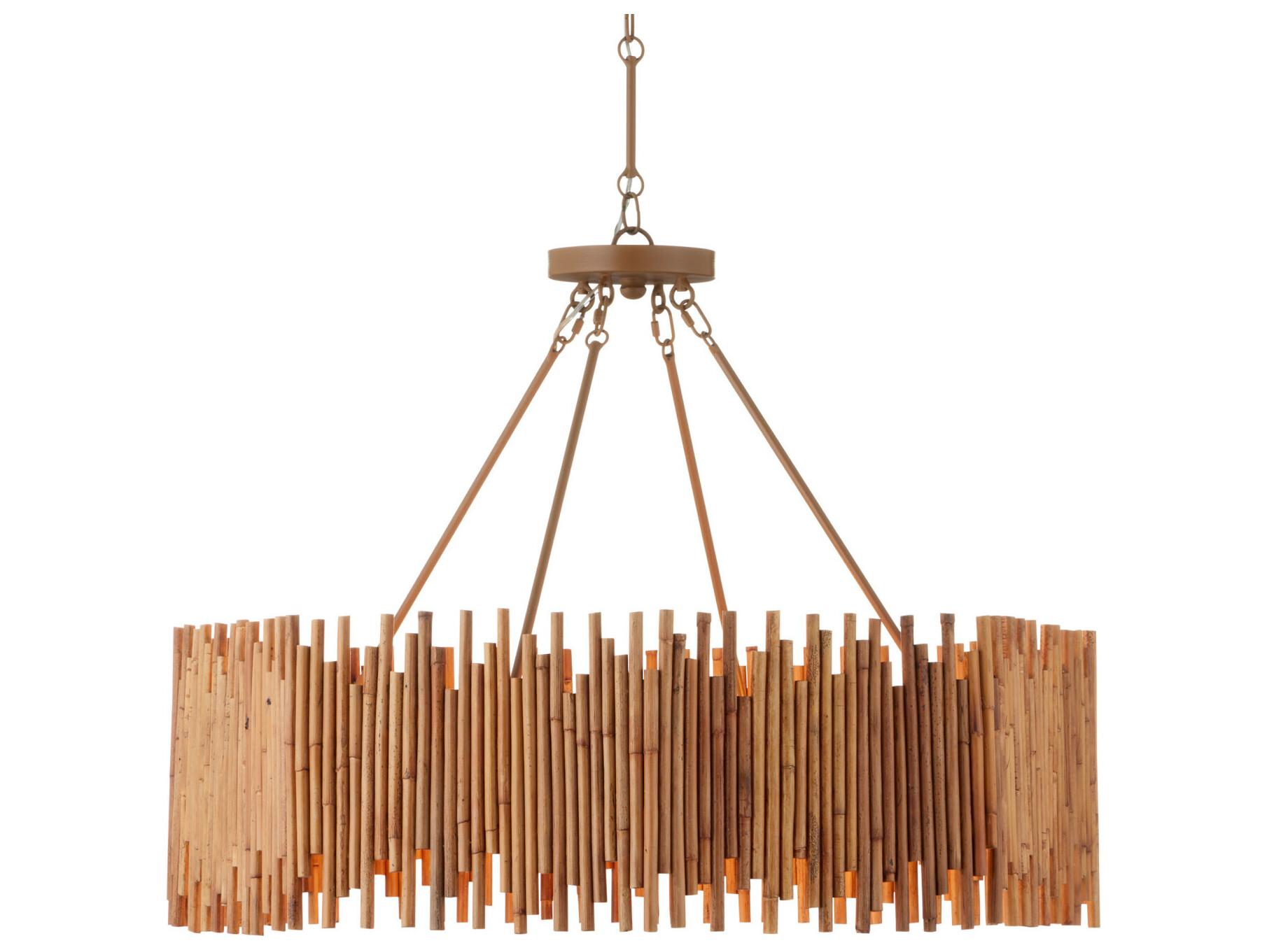 Currey & Company Teahouse 8-Light Natural Khaki Brown Chandelier
