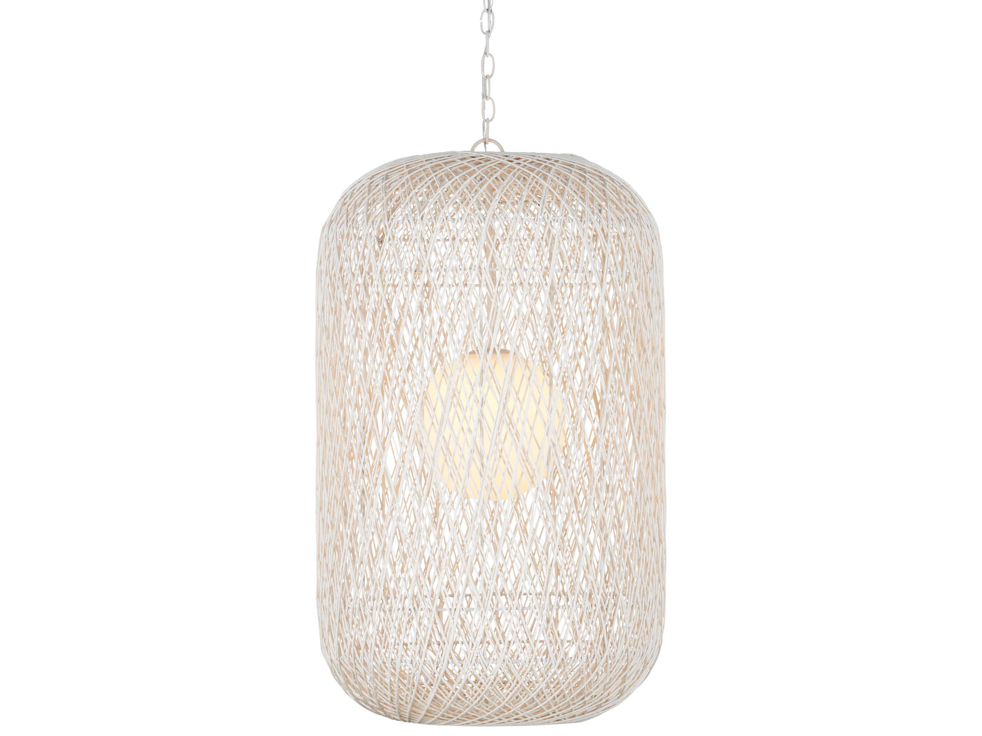 Currey & Company Cocoon 1-Light Cream Vanilla White Cylinder Globe Pendant