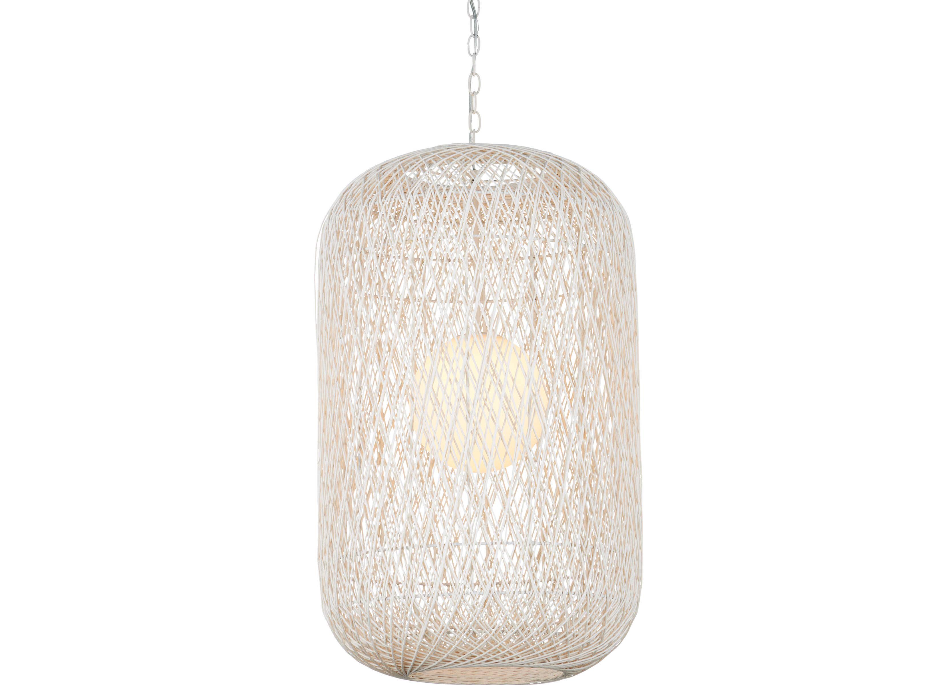 Currey & Company Cocoon 1-Light Cream Vanilla White Cylinder Globe Pendant