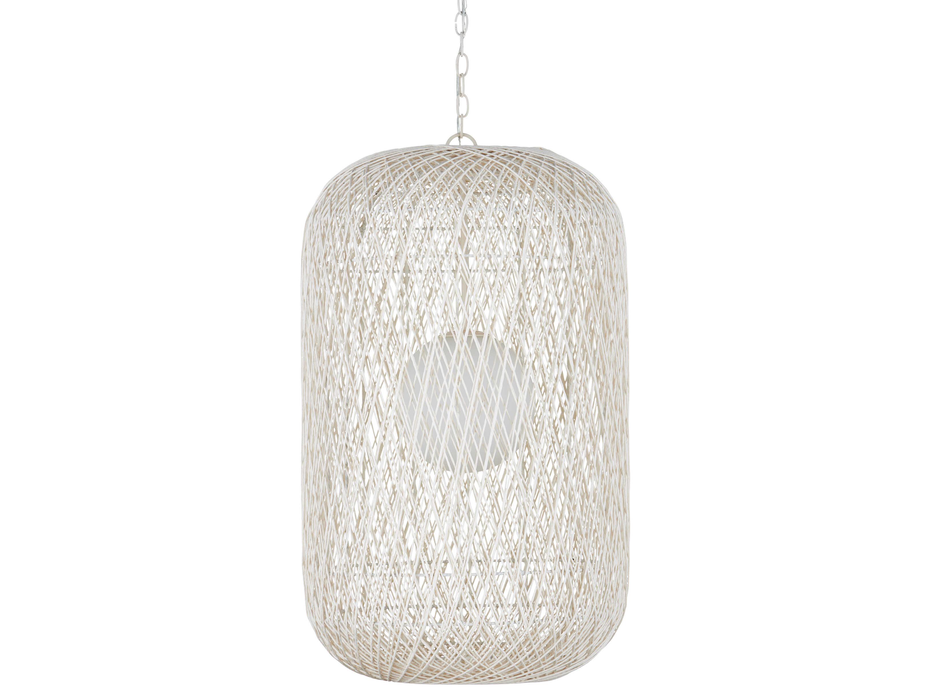 Currey & Company Cocoon 1-Light Cream Vanilla White Cylinder Globe Pendant