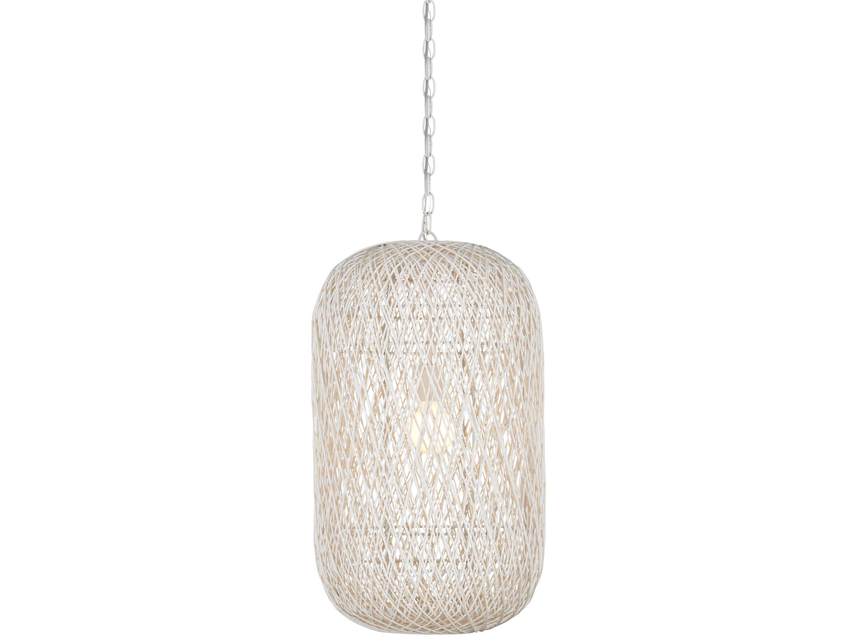 Currey & Company Cocoon 1-Light Cream Vanilla White Cylinder Globe Pendant