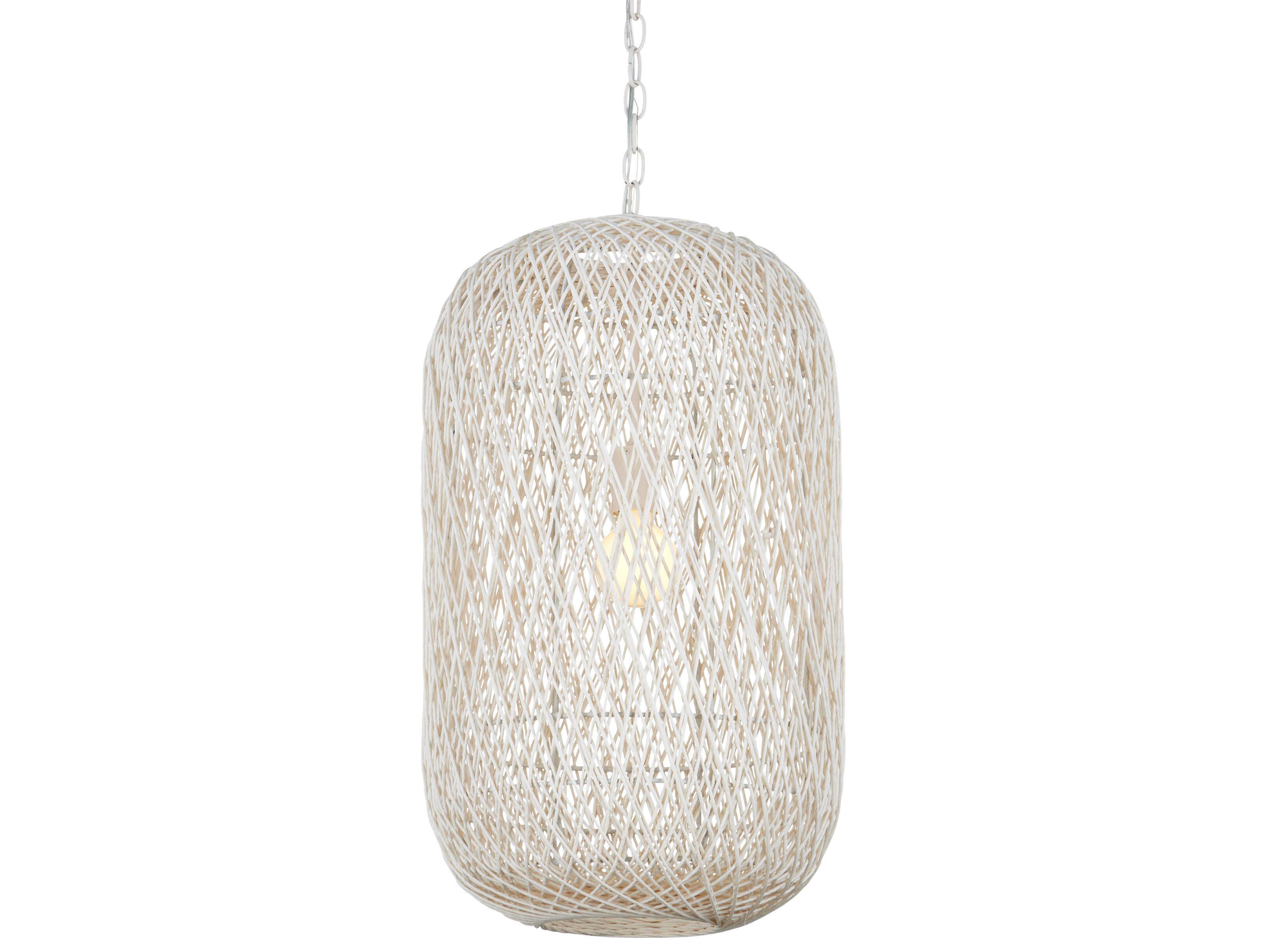 Currey & Company Cocoon 1-Light Cream Vanilla White Cylinder Globe Pendant