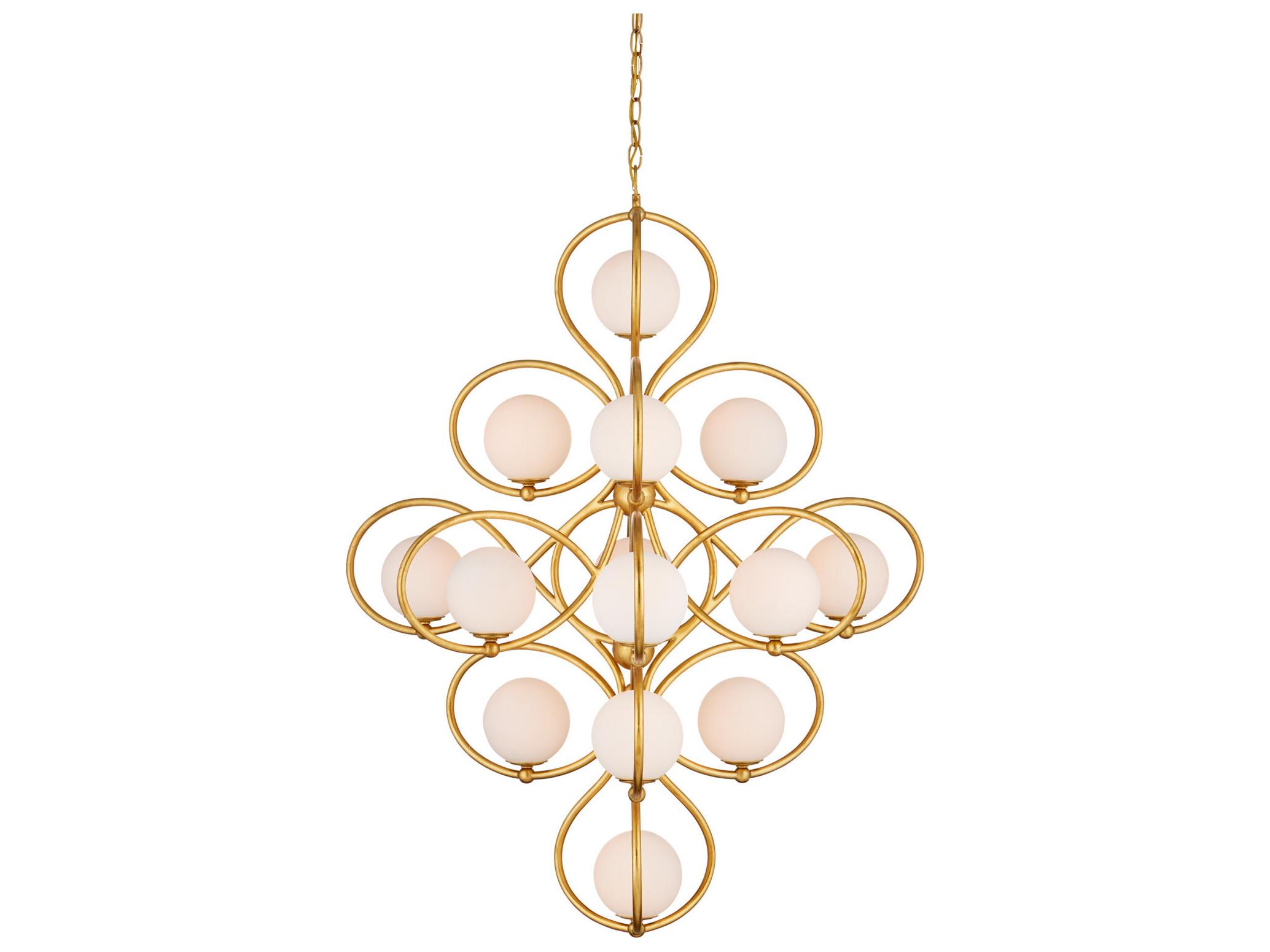 Currey & Company Storrs 14-Light Gold Globe Geometric Chandelier