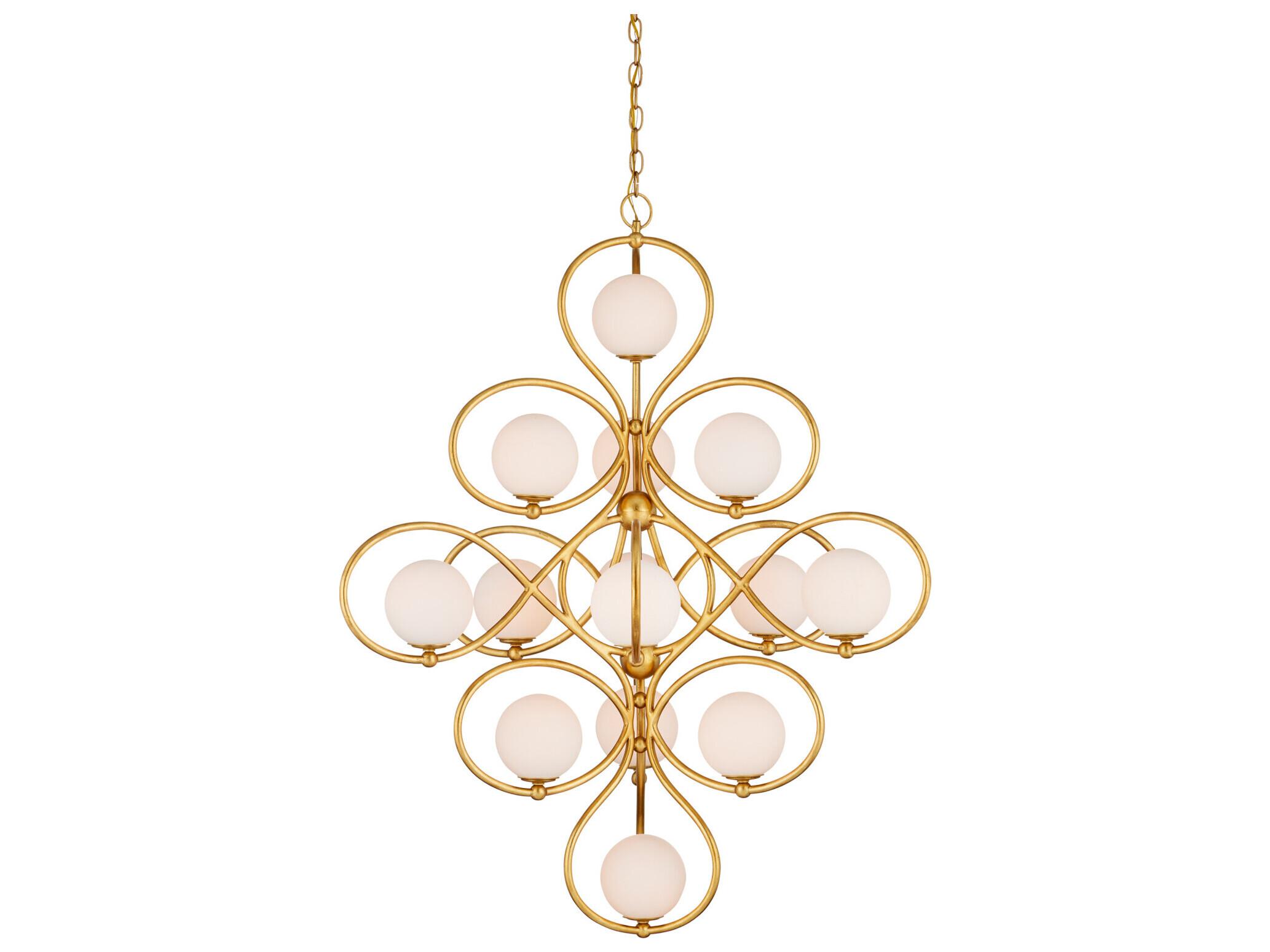 Currey & Company Storrs 14-Light Gold Globe Geometric Chandelier